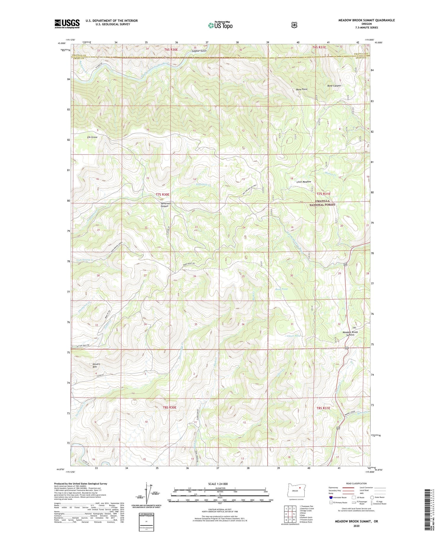 Meadow Brook Summit Oregon US Topo Map Image