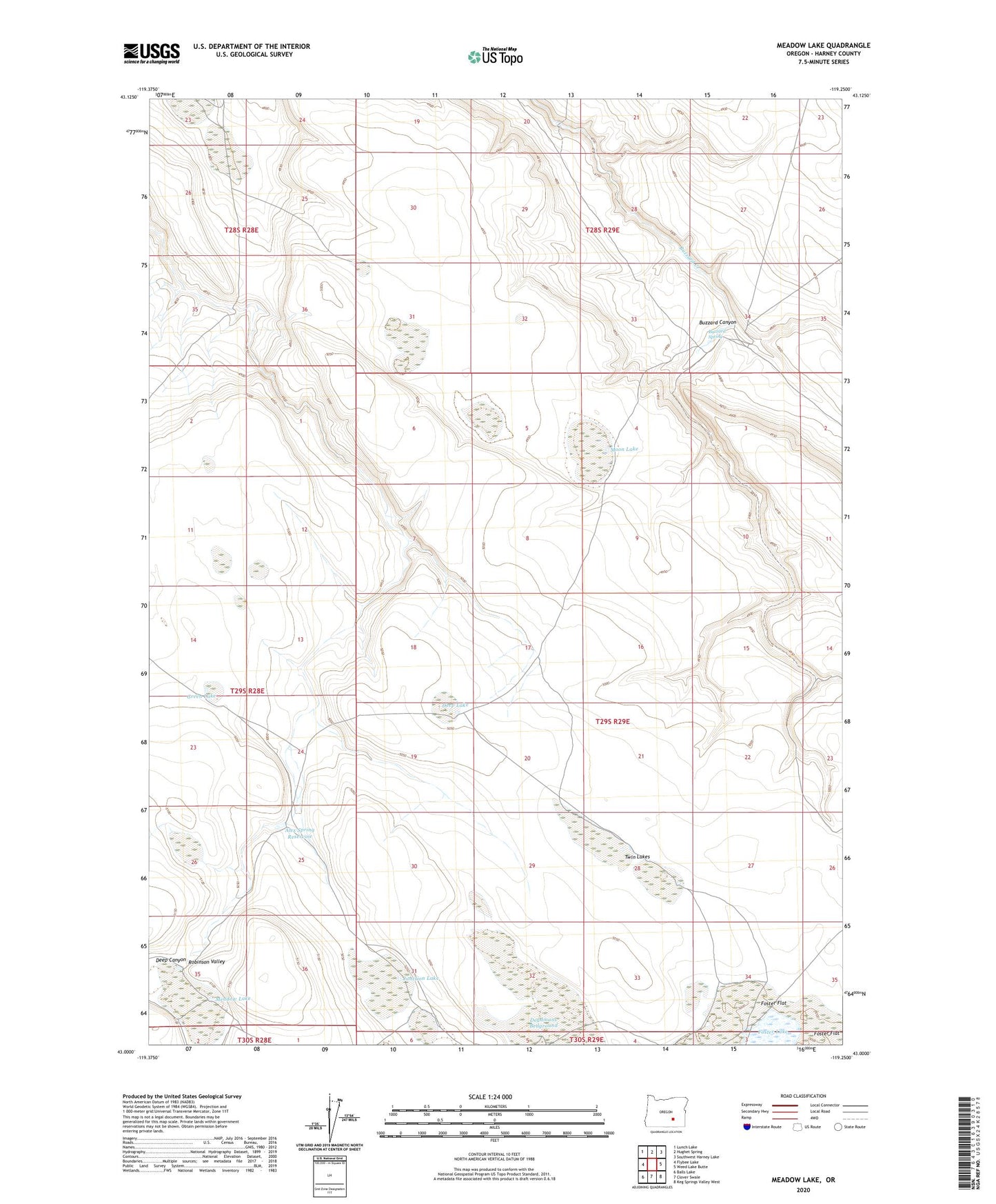 Meadow Lake Oregon US Topo Map Image