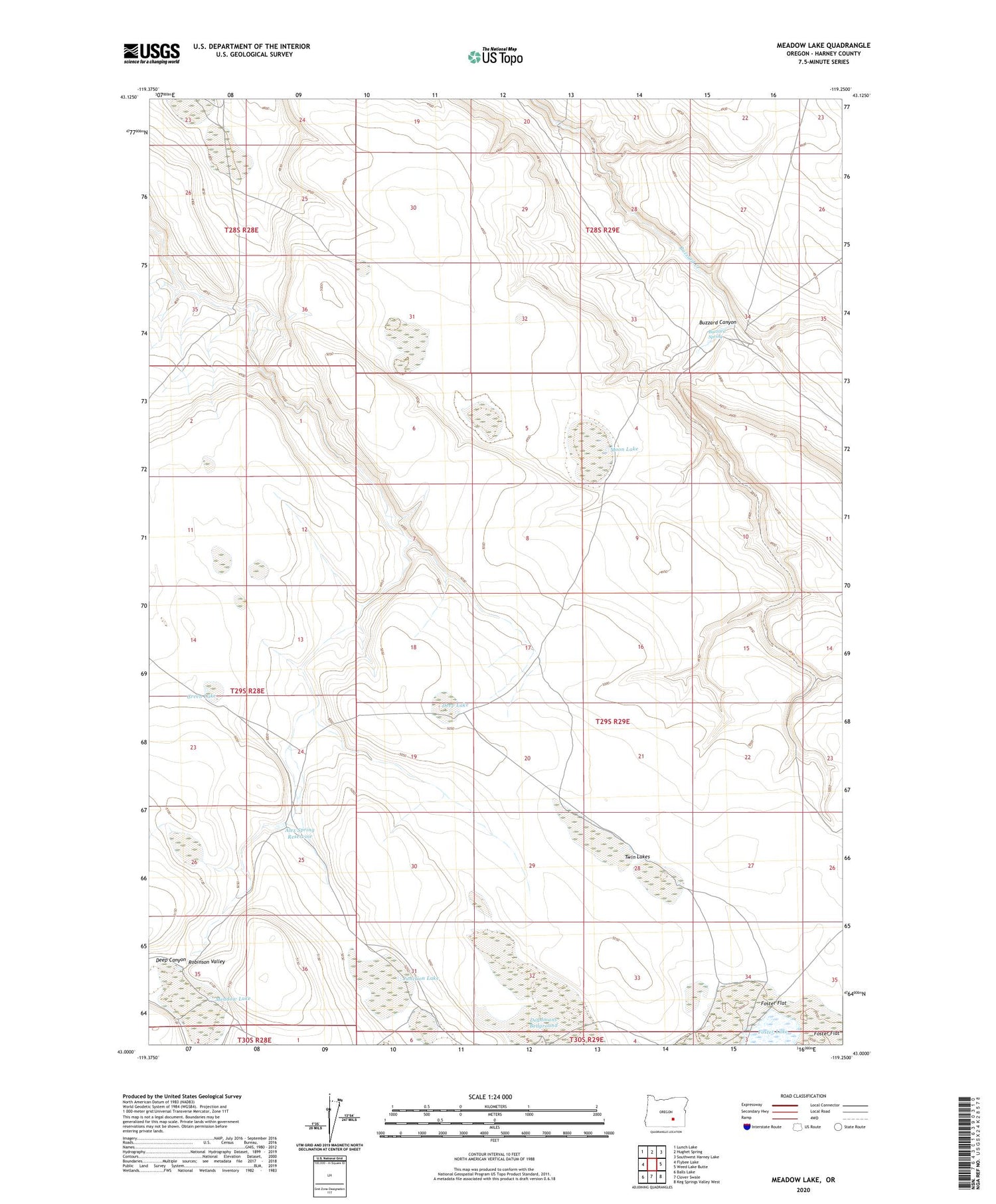 Meadow Lake Oregon US Topo Map Image