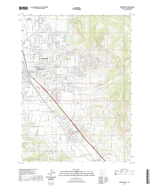 Medford East Oregon US Topo Map Image