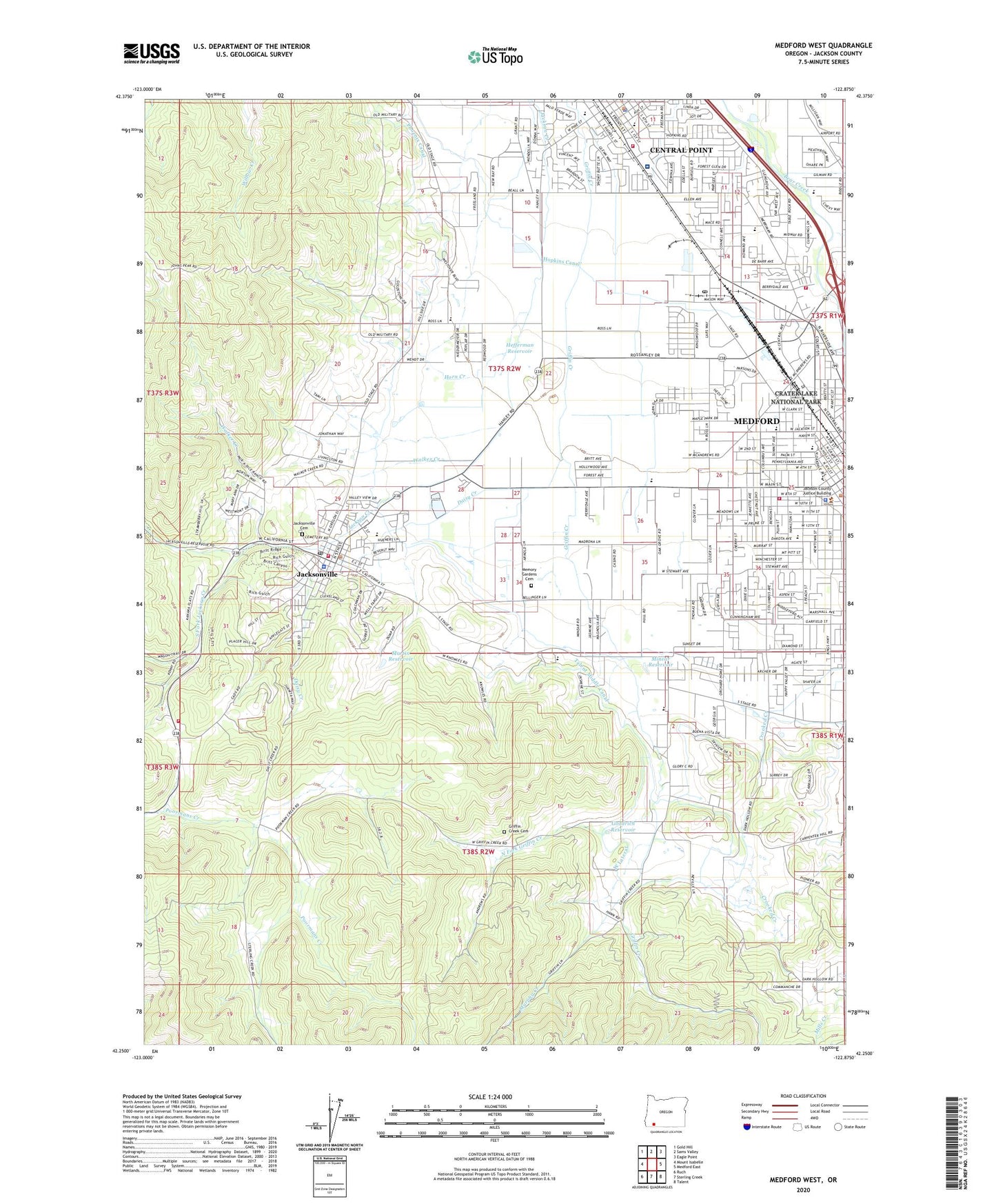 Medford West Oregon US Topo Map Image