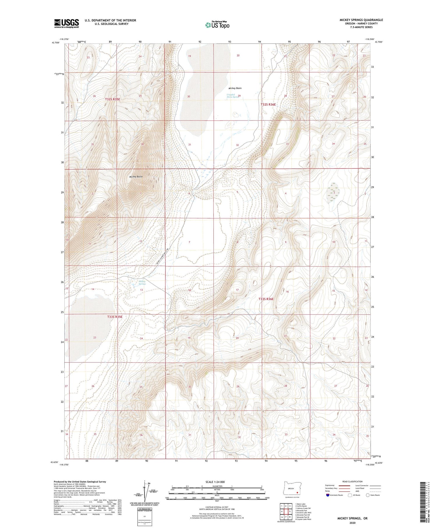 Mickey Springs Oregon US Topo Map Image