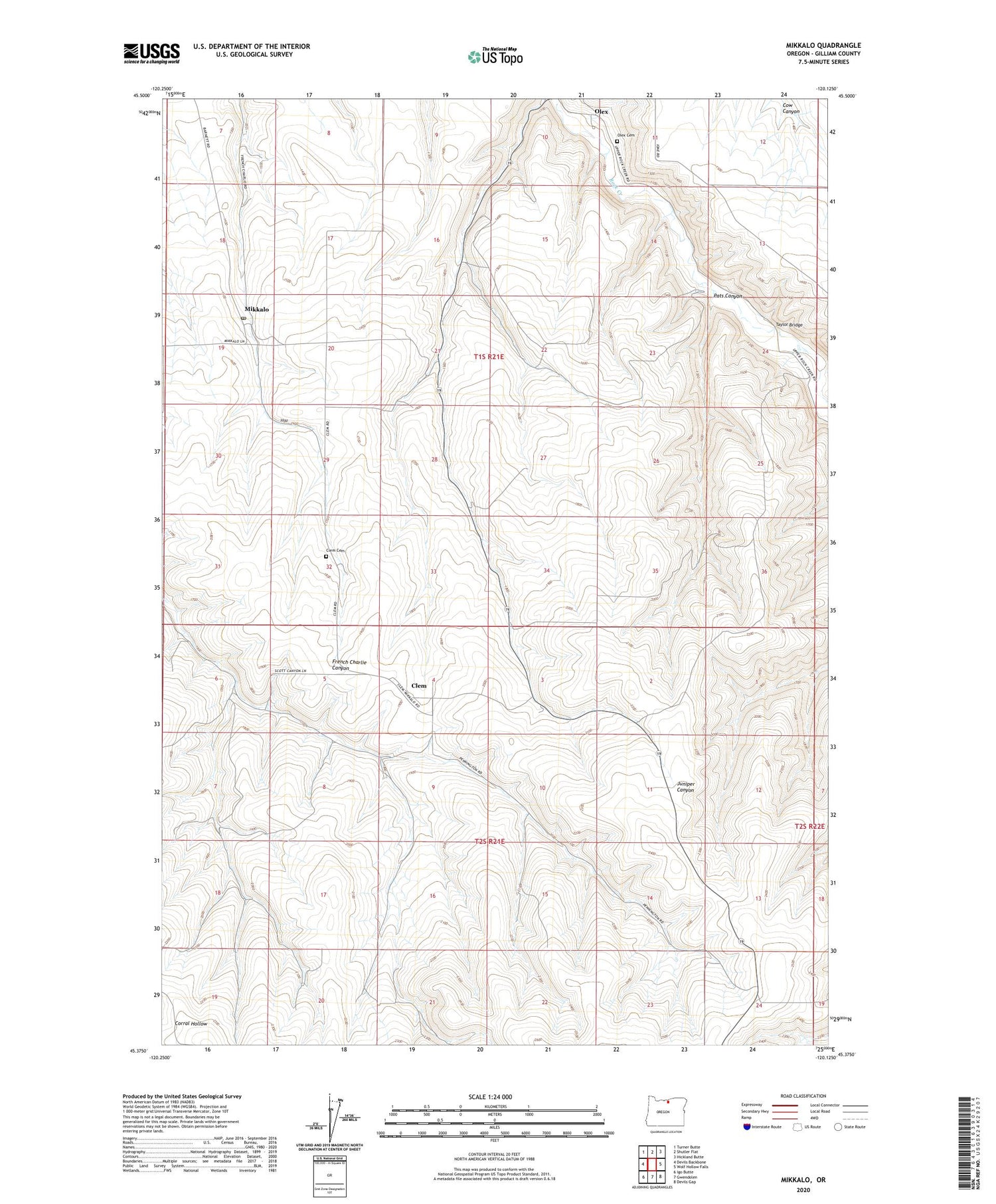 Mikkalo Oregon US Topo Map Image