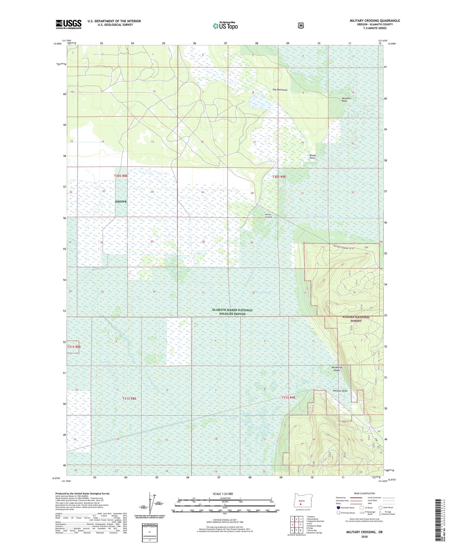 Military Crossing Oregon US Topo Map Image