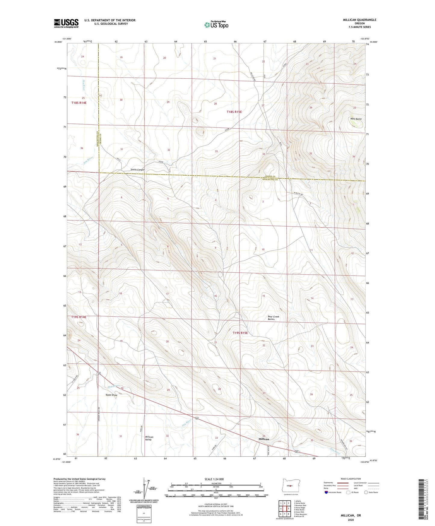 Millican Oregon US Topo Map Image