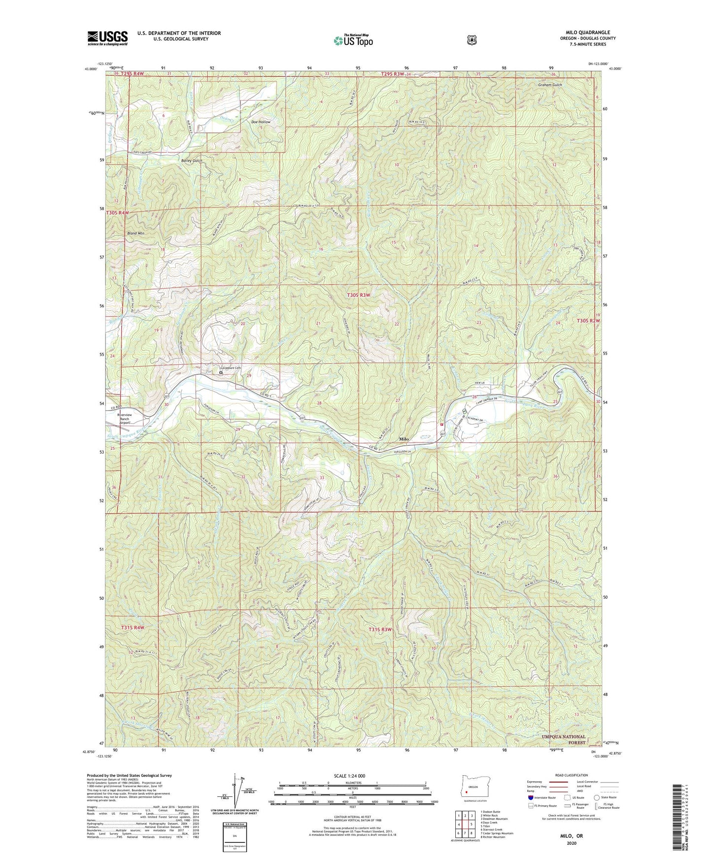 Milo Oregon US Topo Map Image
