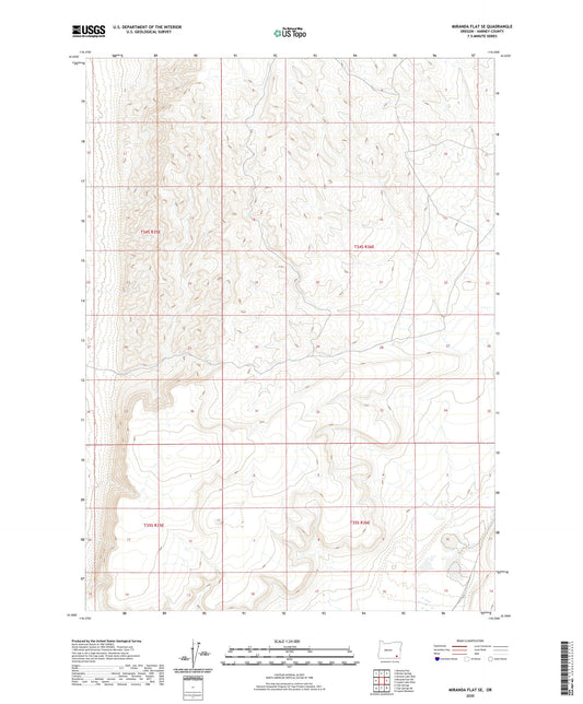 Miranda Flat SE Oregon US Topo Map Image