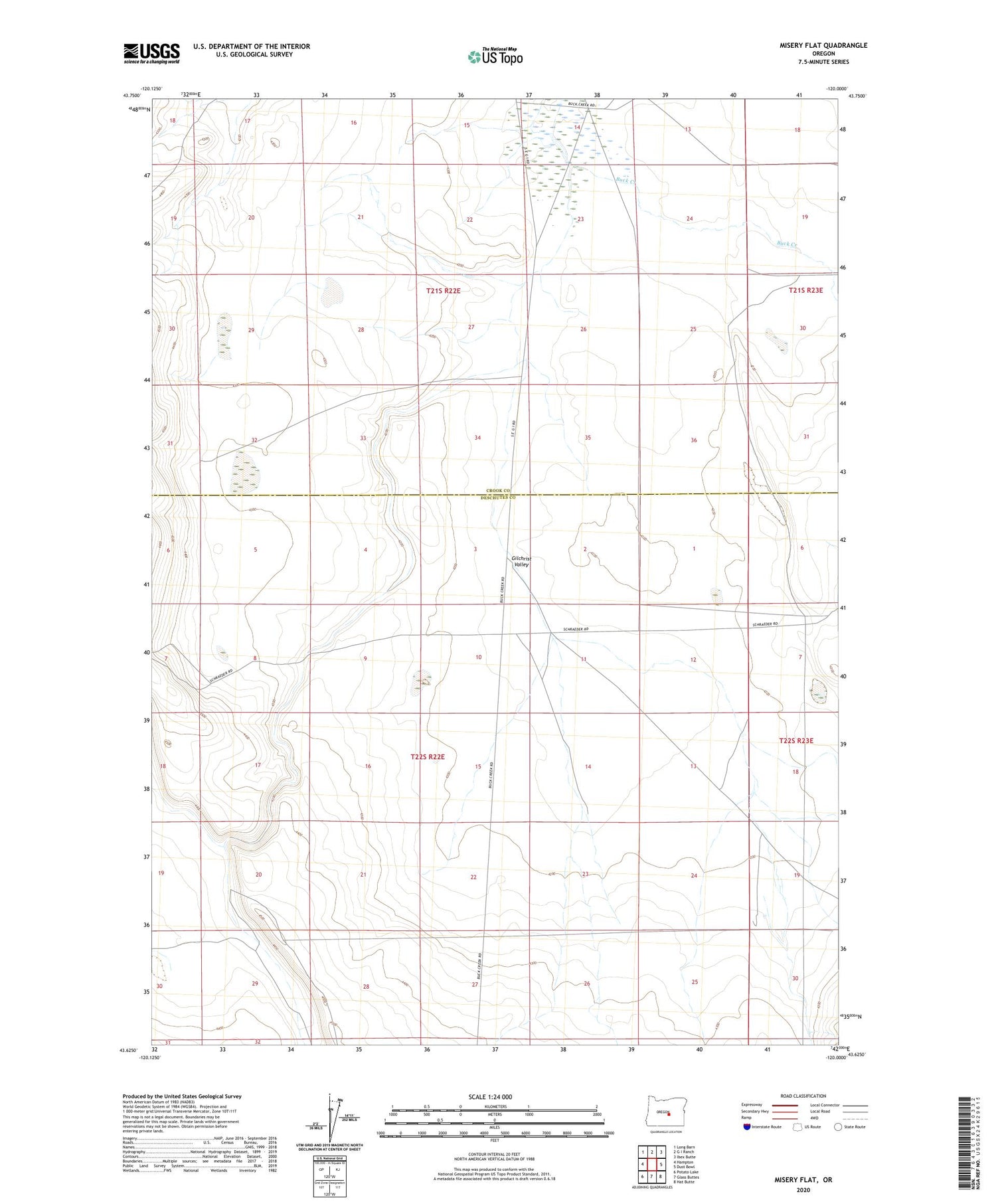 Misery Flat Oregon US Topo Map Image