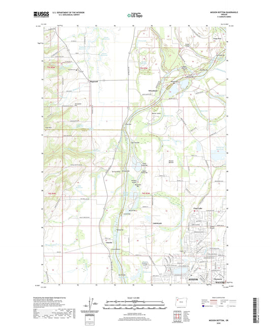 Mission Bottom Oregon US Topo Map Image
