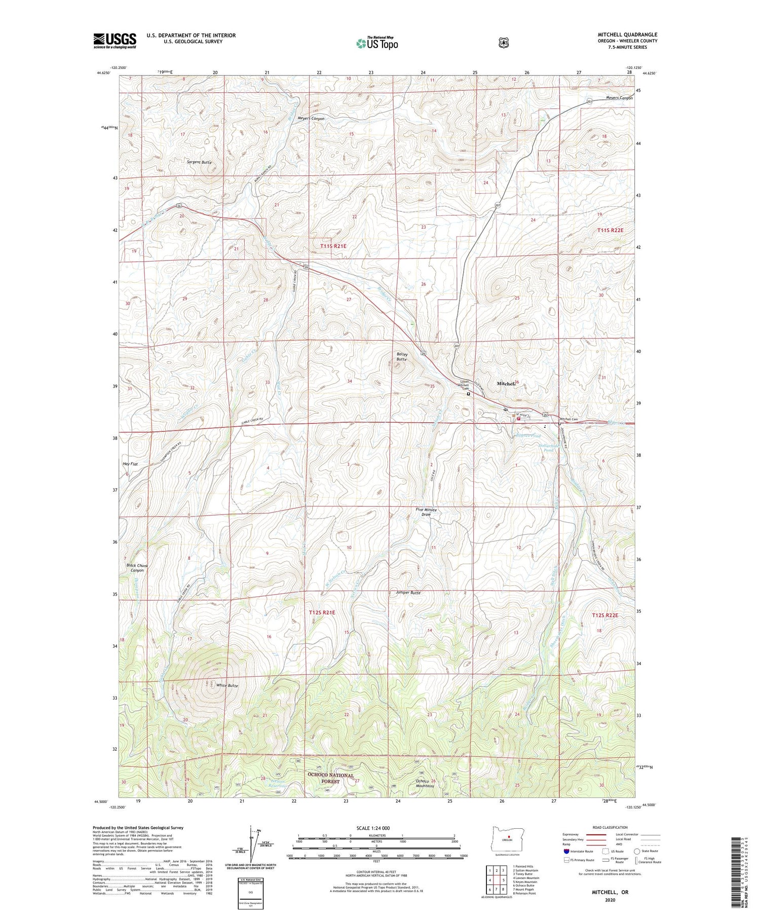 Mitchell Oregon US Topo Map Image