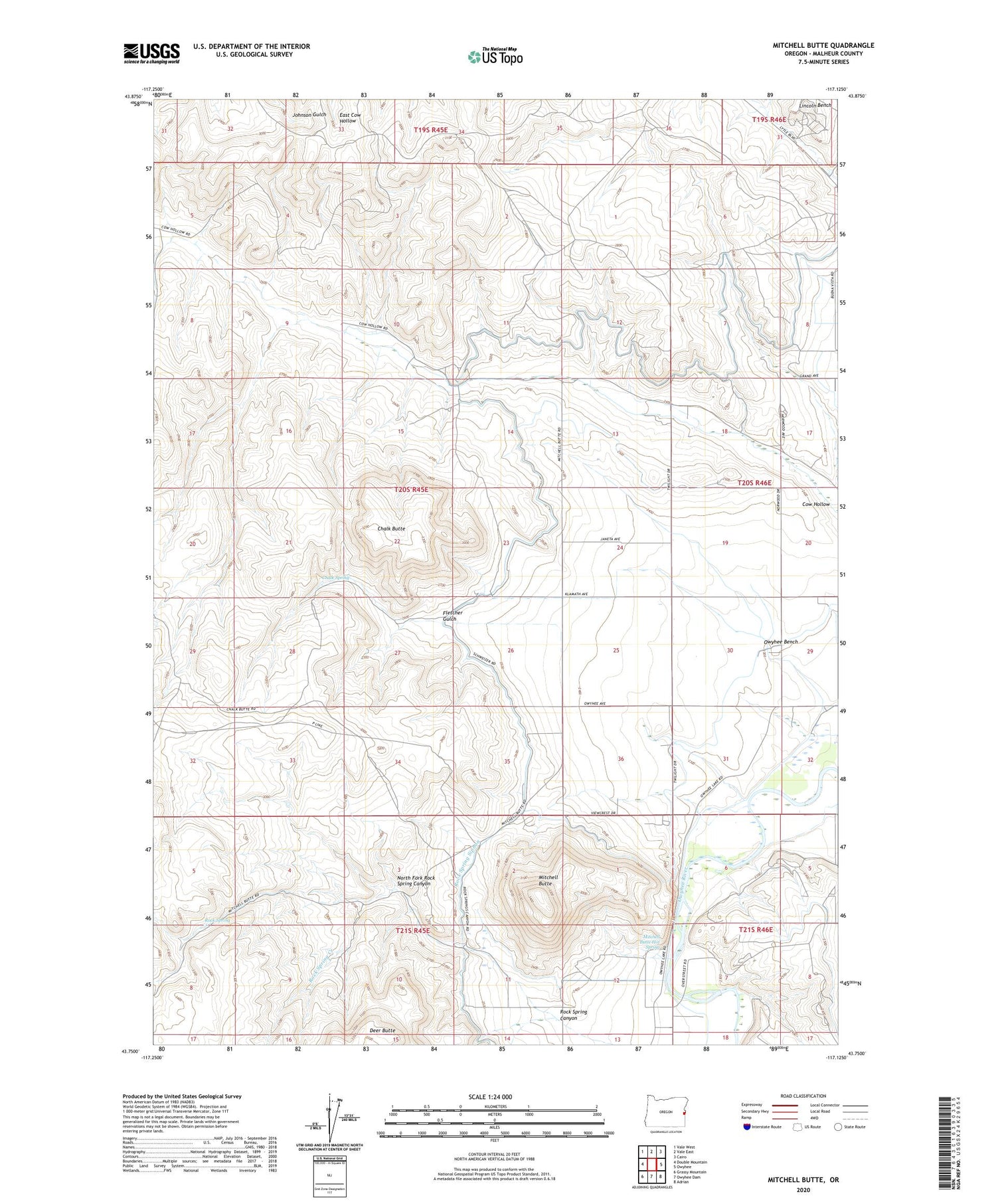 Mitchell Butte Oregon US Topo Map Image