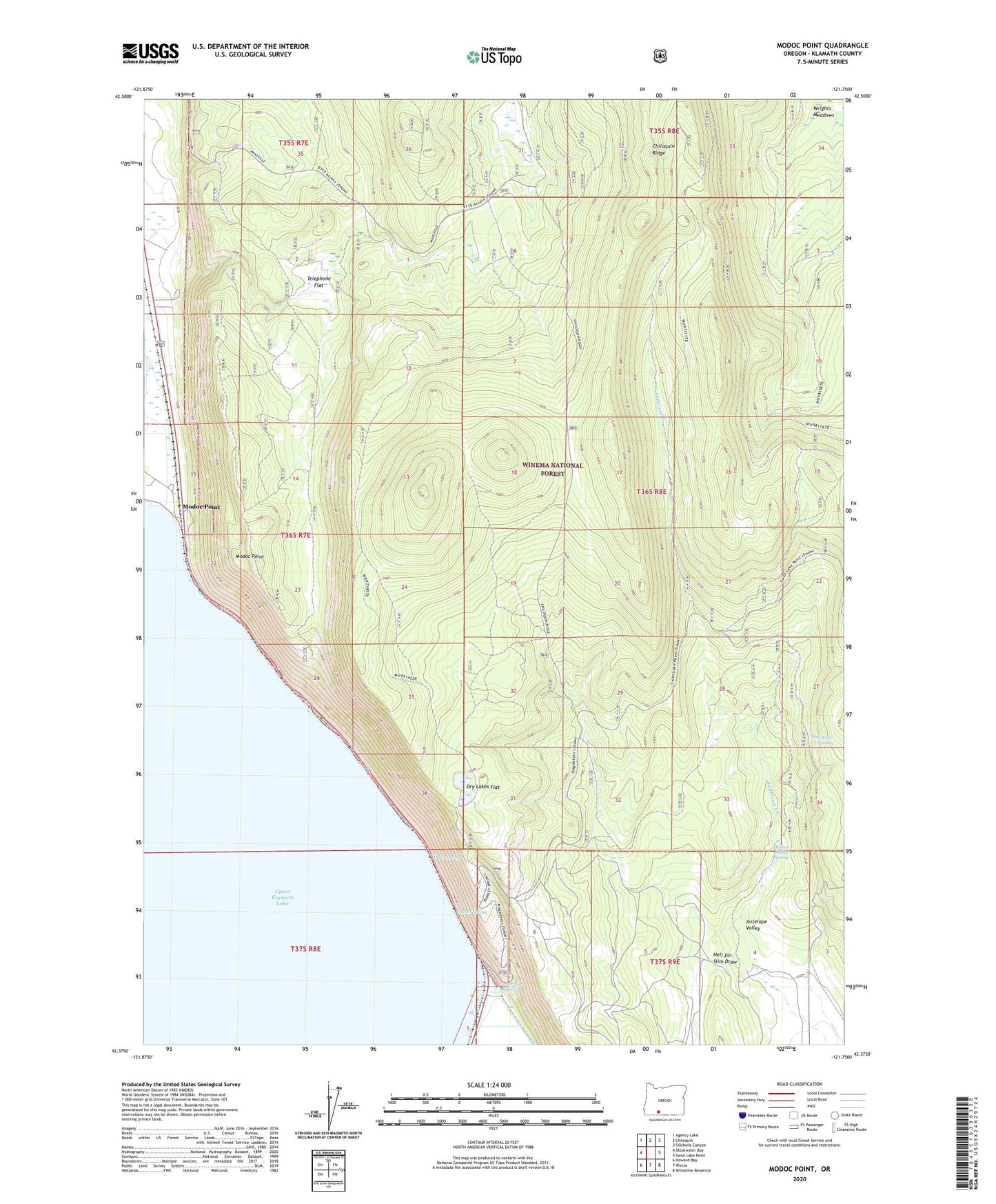 Modoc Point Oregon US Topo Map Image