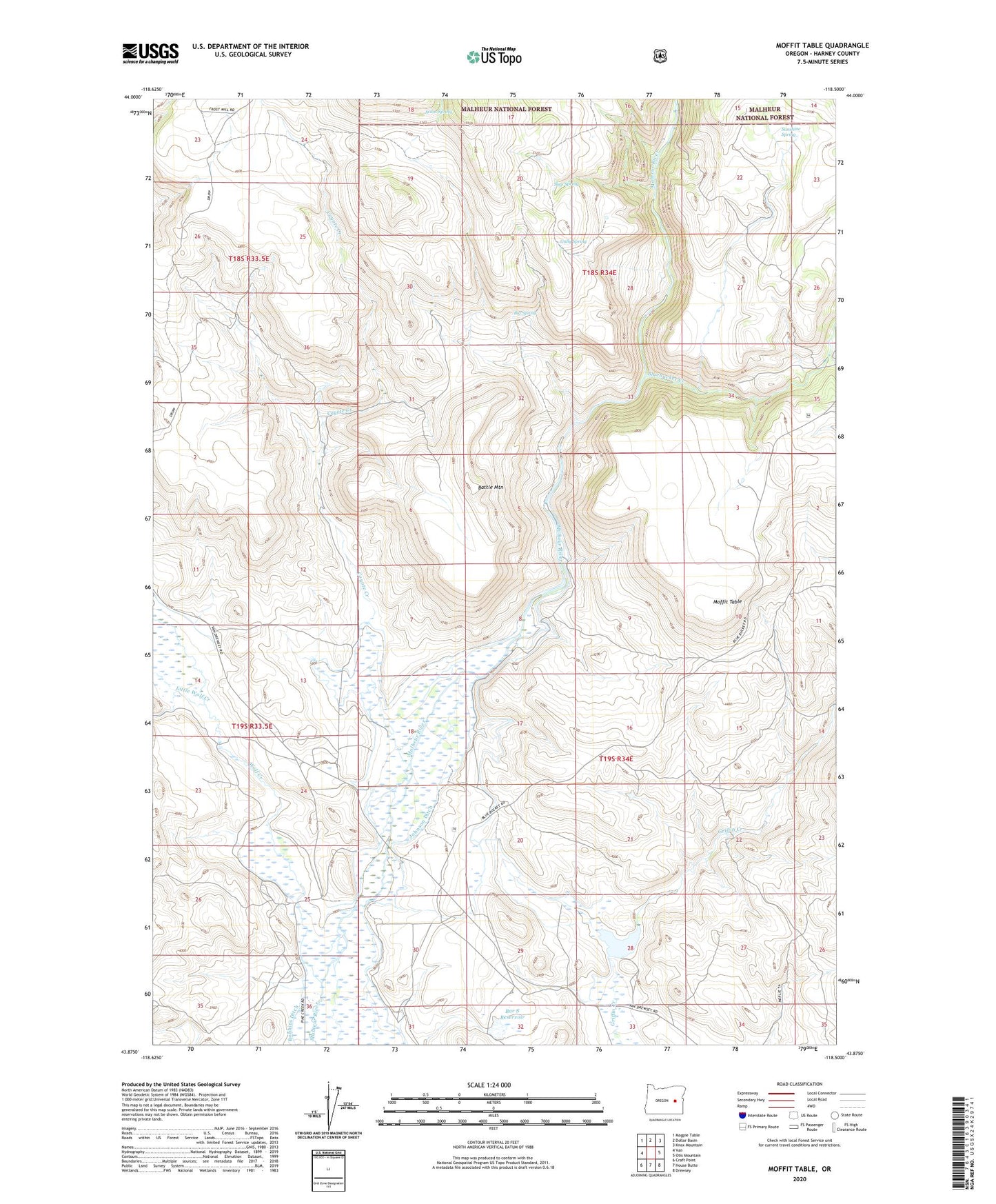 Moffit Table Oregon US Topo Map Image