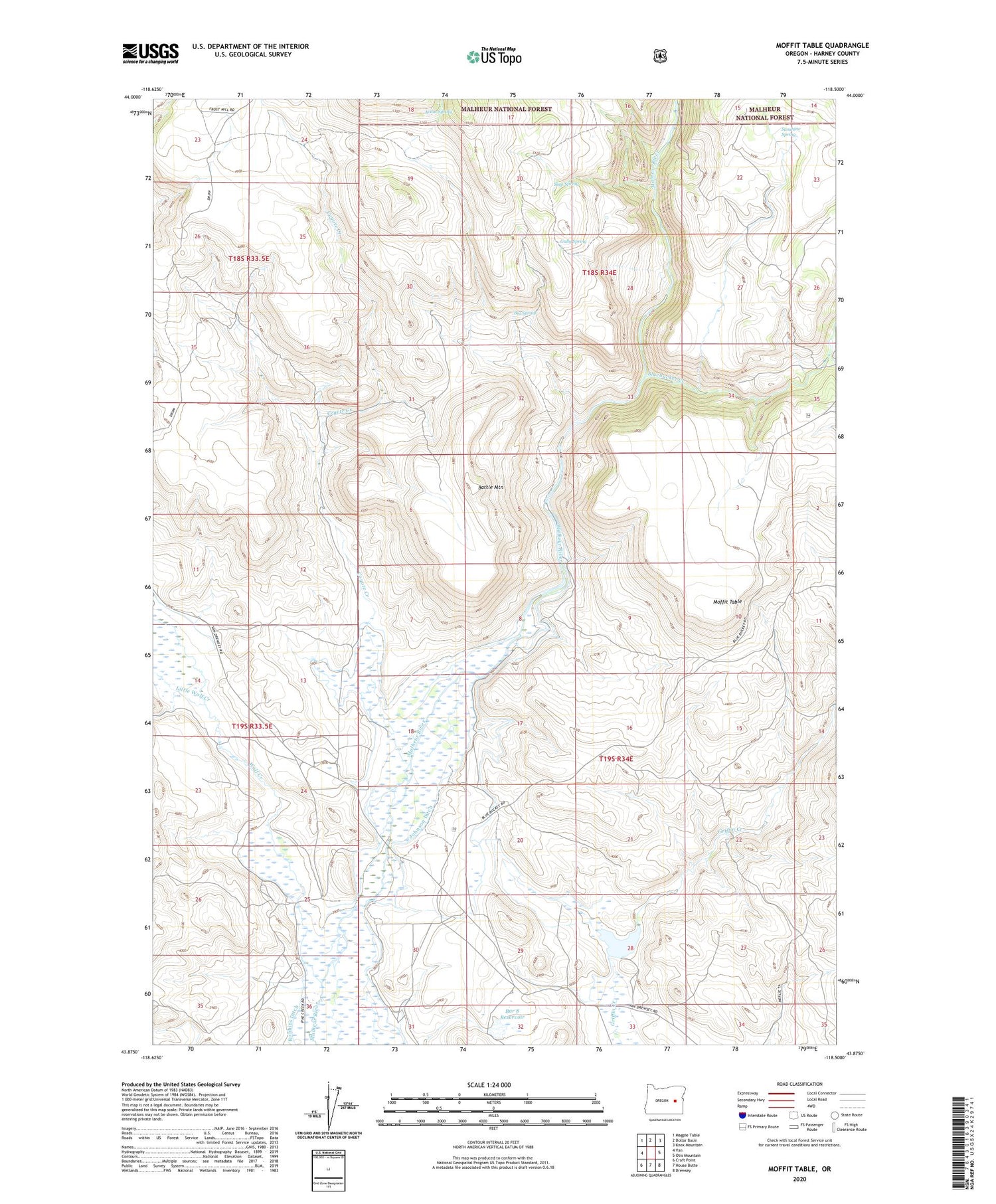 Moffit Table Oregon US Topo Map Image