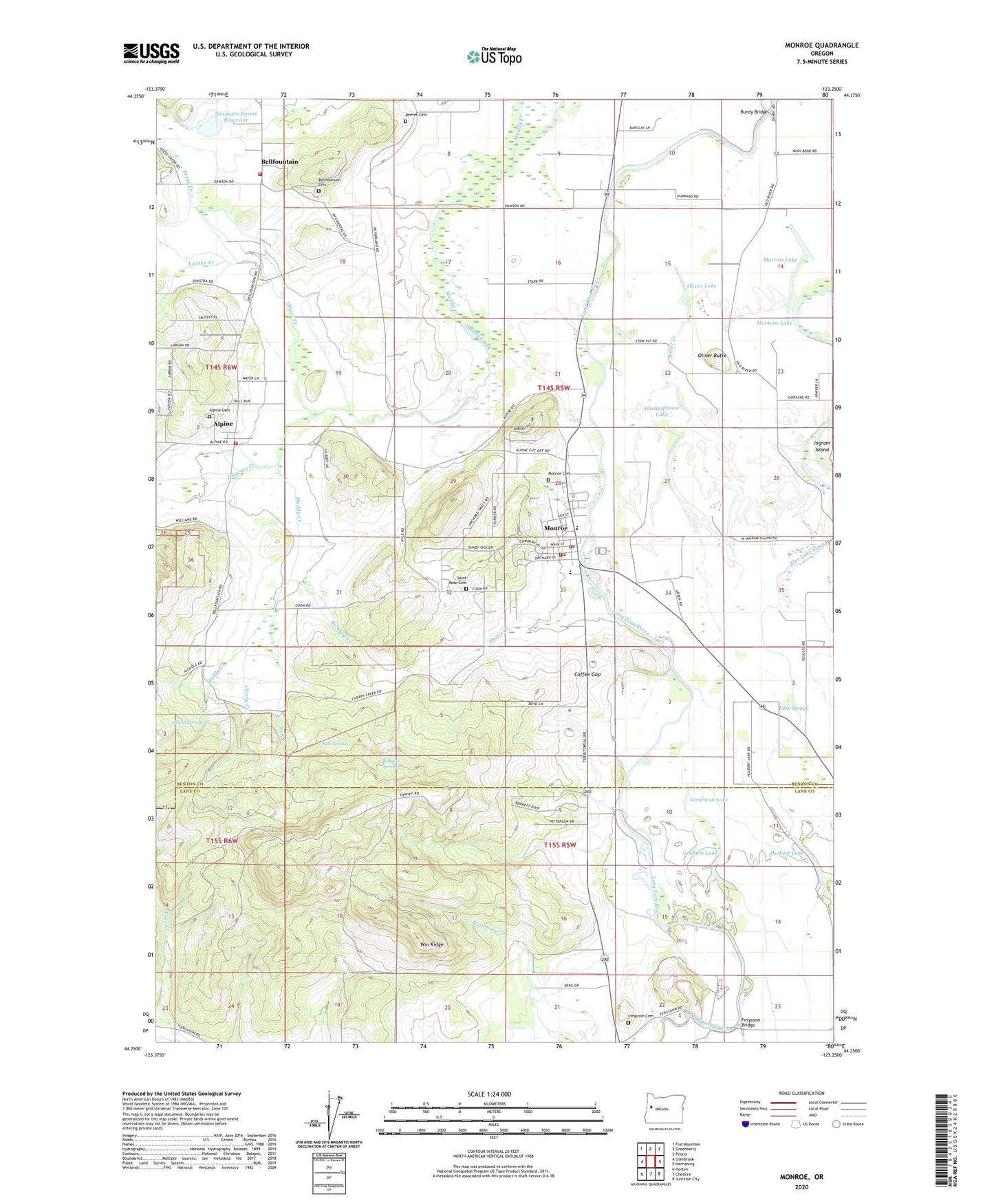 Monroe Oregon US Topo Map Image