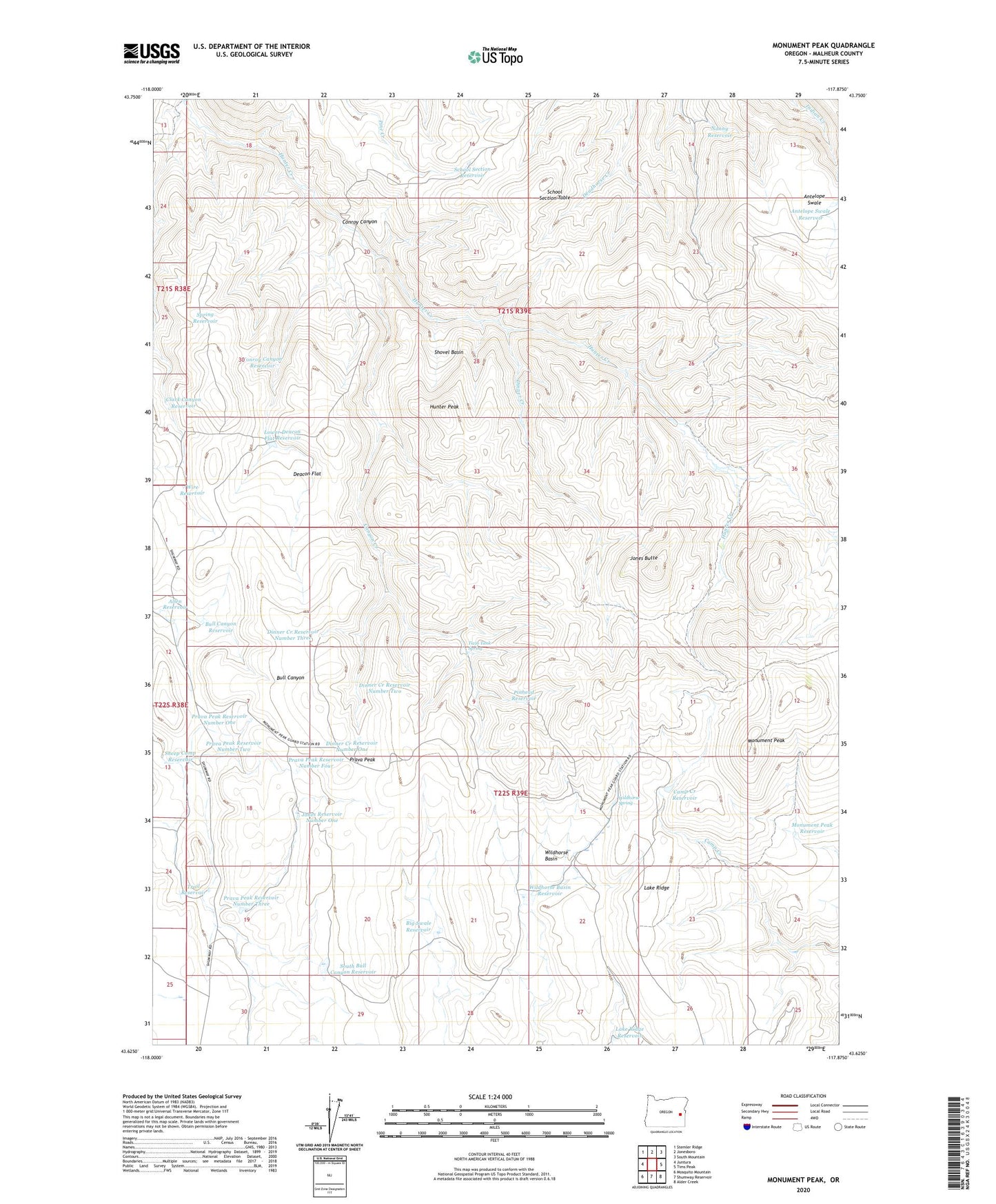 Monument Peak Oregon US Topo Map Image
