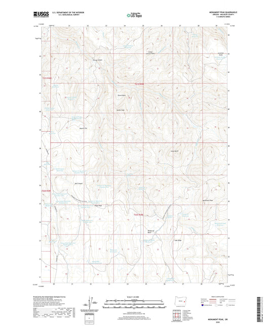 Monument Peak Oregon US Topo Map Image