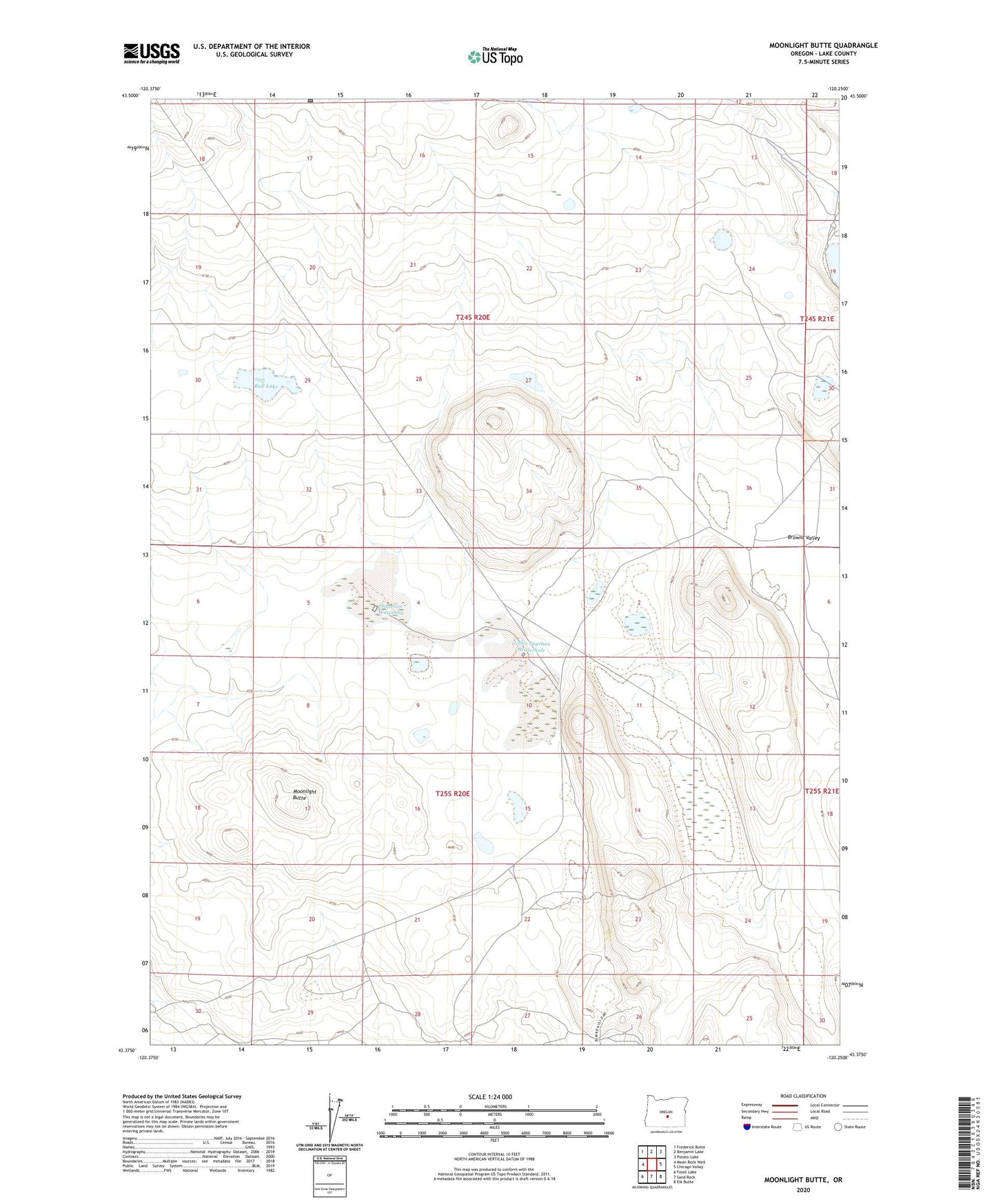 Moonlight Butte Oregon US Topo Map Image