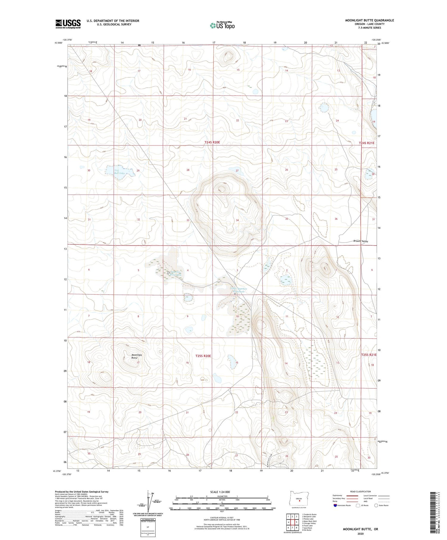 Moonlight Butte Oregon US Topo Map Image
