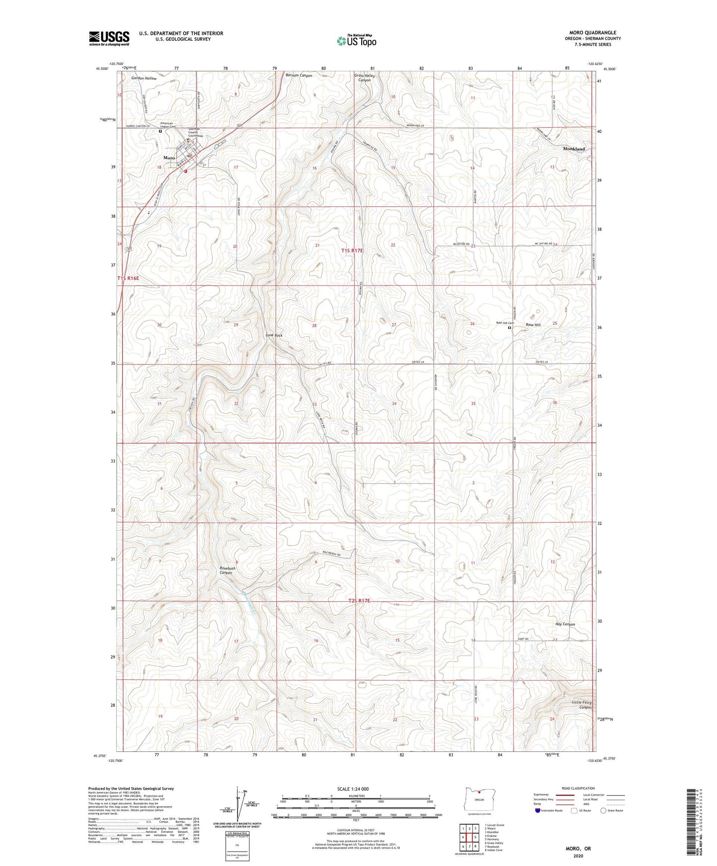 Moro Oregon US Topo Map Image
