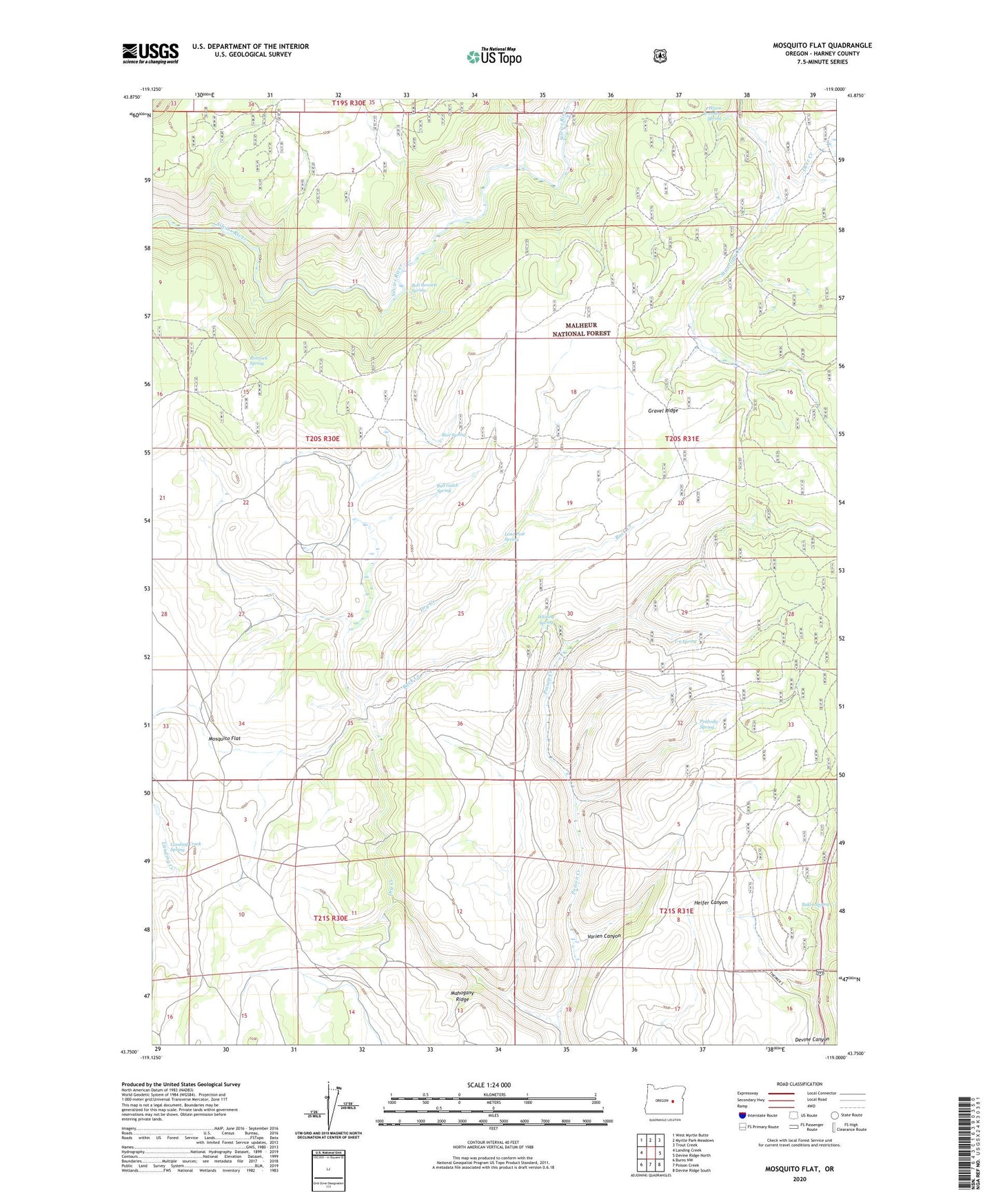 Mosquito Flat Oregon US Topo Map Image