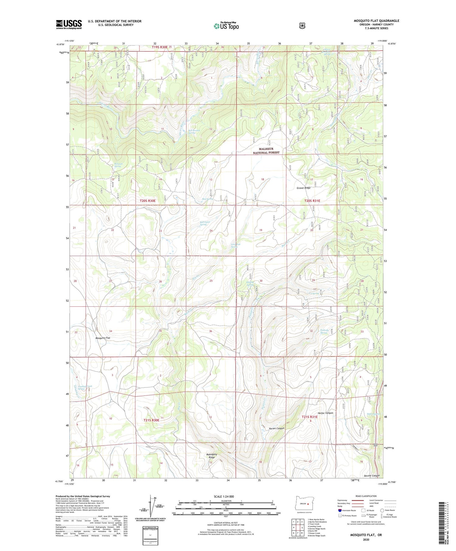 Mosquito Flat Oregon US Topo Map Image