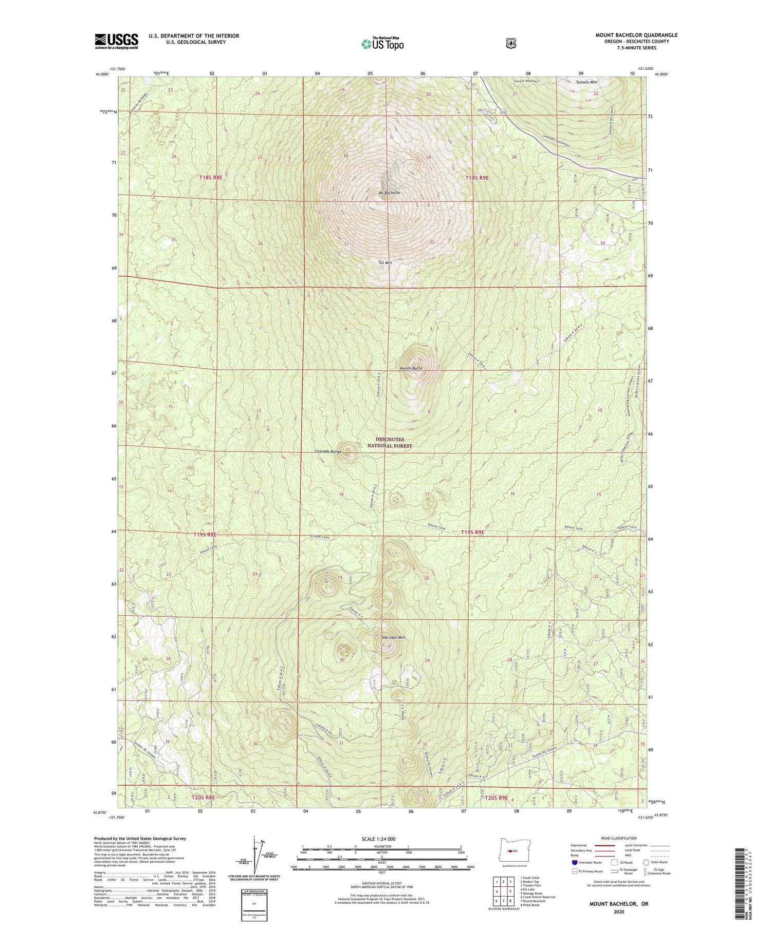Mount Bachelor Oregon US Topo Map Image