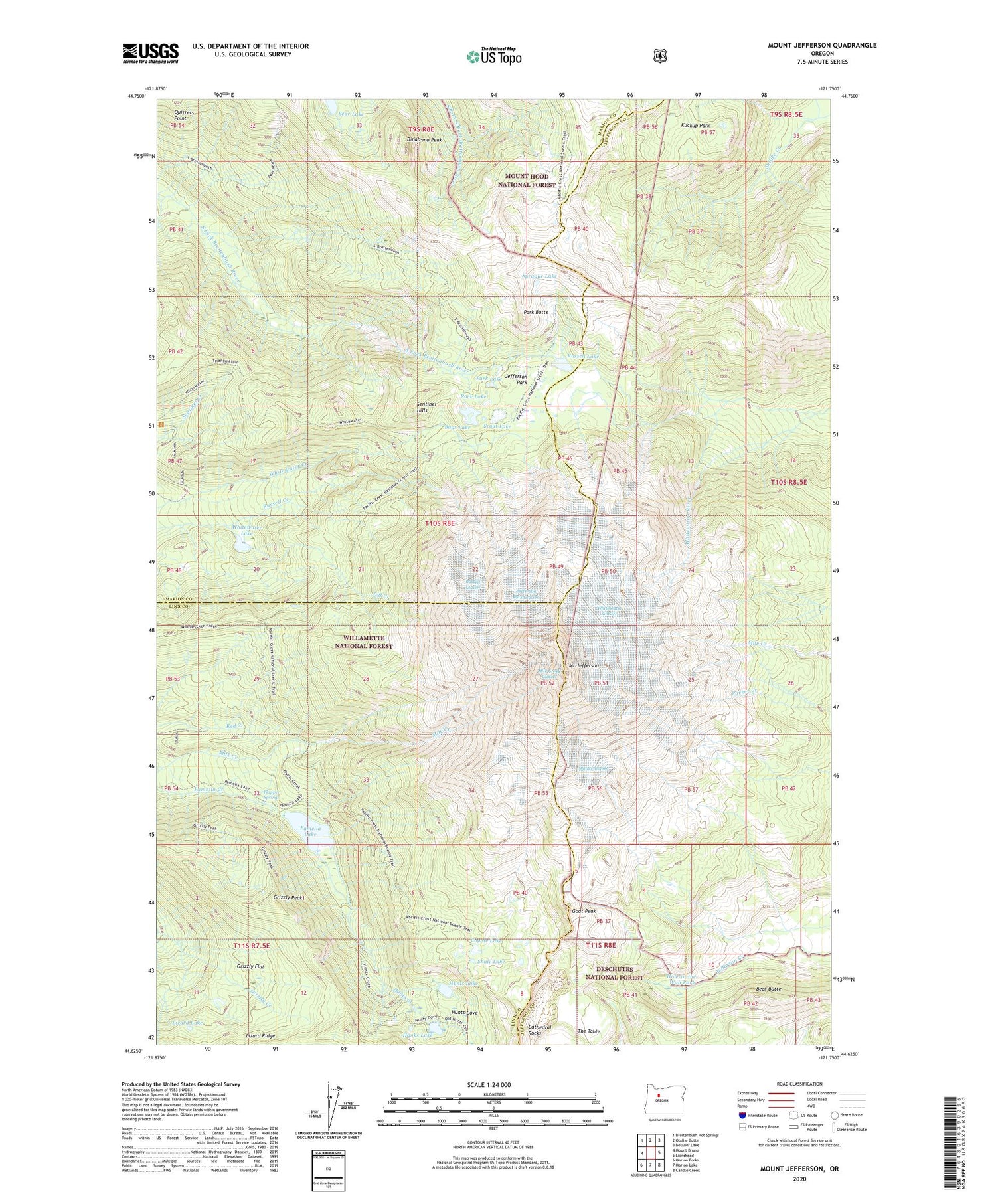 Mount Jefferson Oregon US Topo Map Image