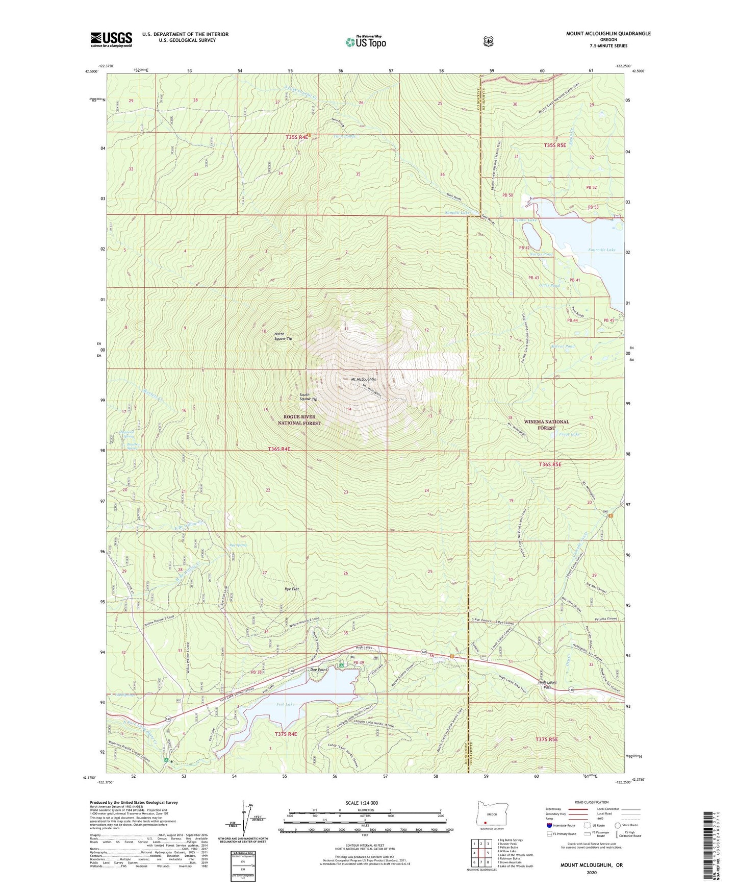 Mount McLoughlin Oregon US Topo Map Image