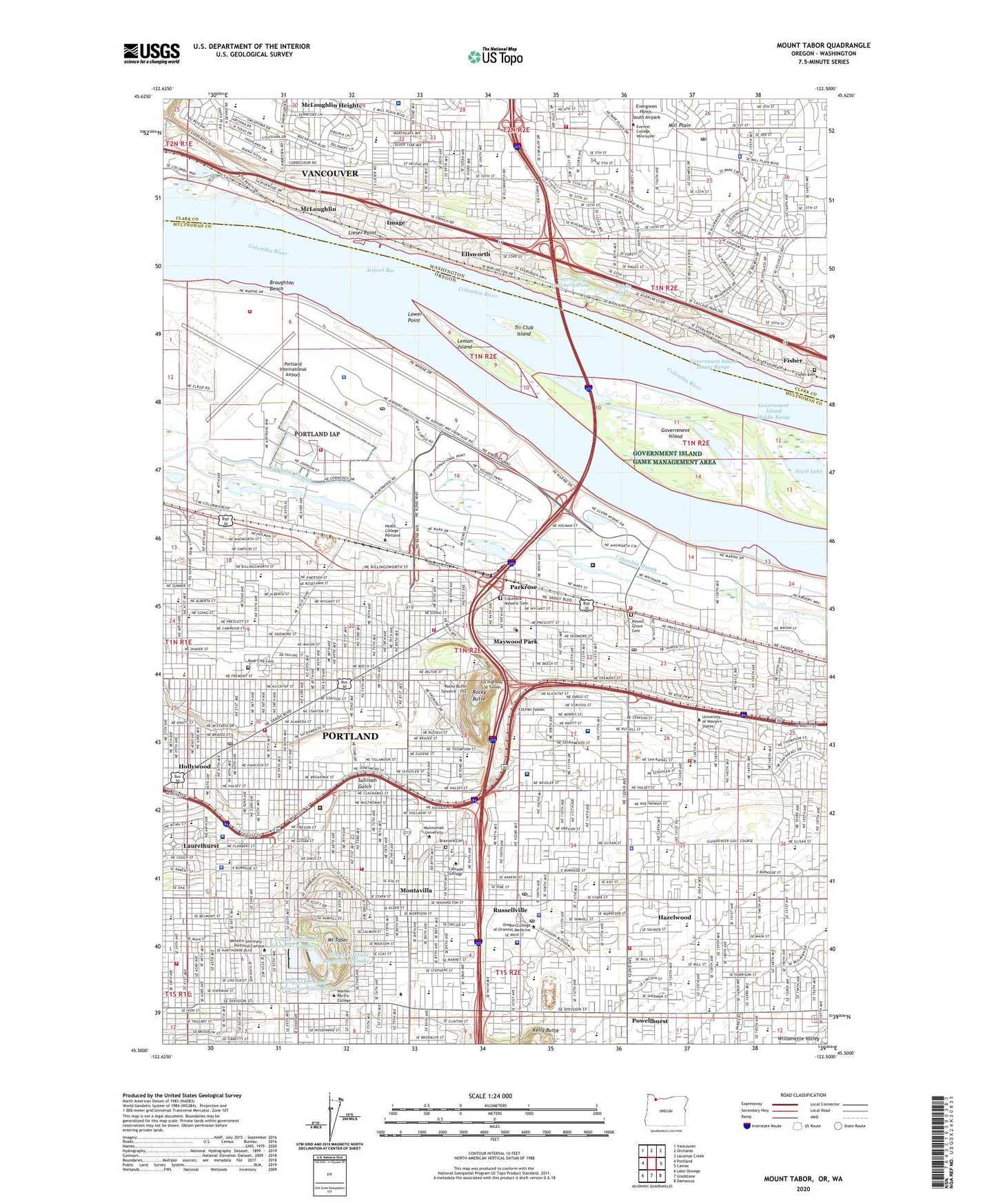 Mount Tabor Oregon US Topo Map Image