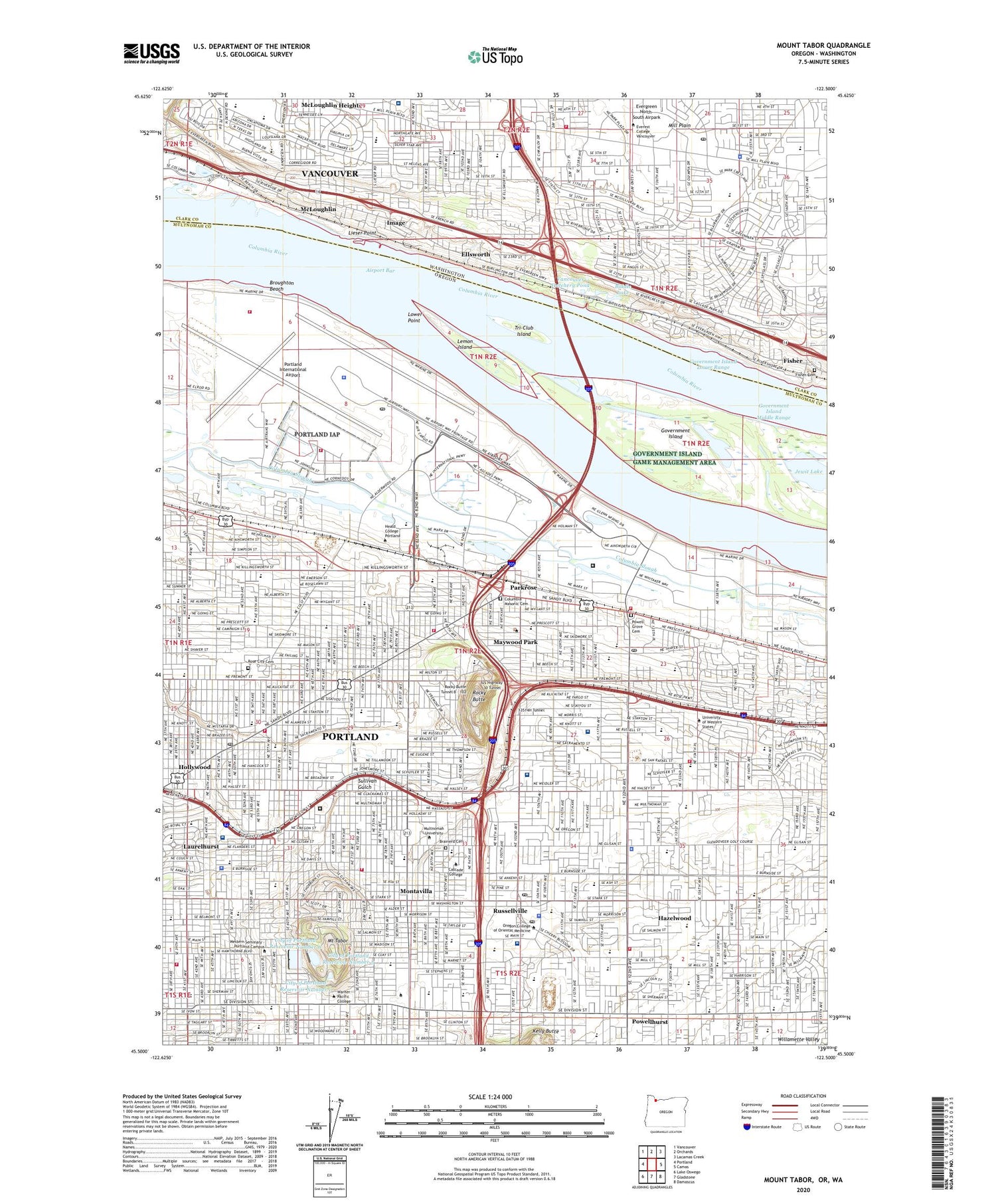Mount Tabor Oregon US Topo Map Image