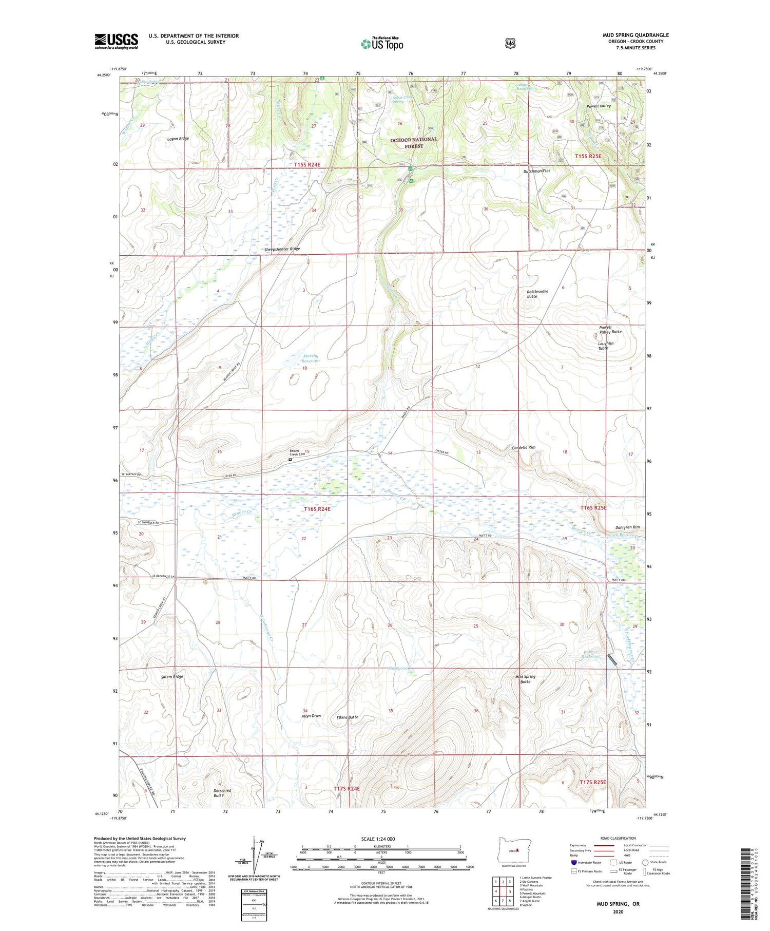 Mud Spring Oregon US Topo Map Image