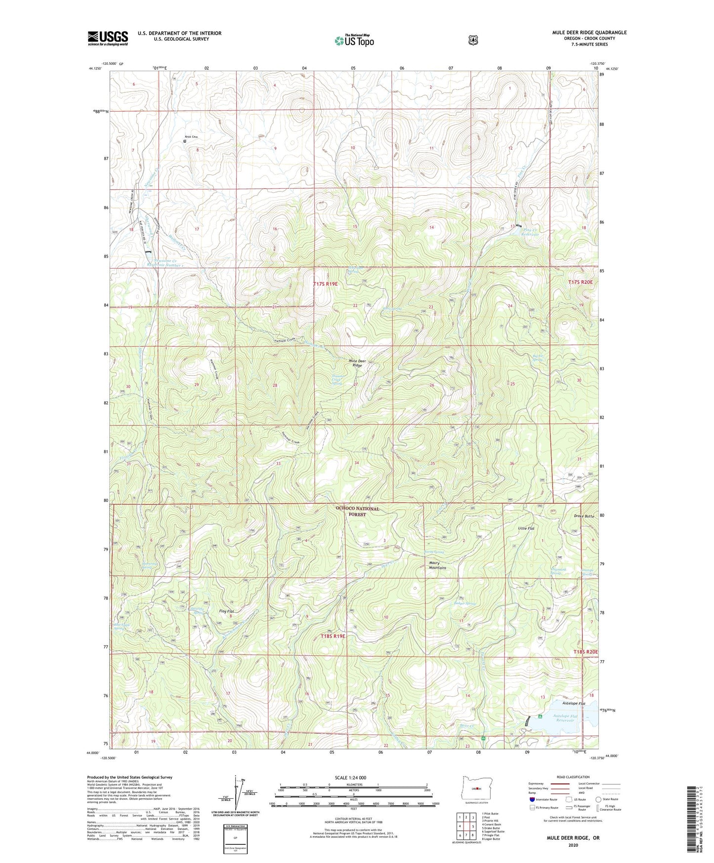 Mule Deer Ridge Oregon US Topo Map Image