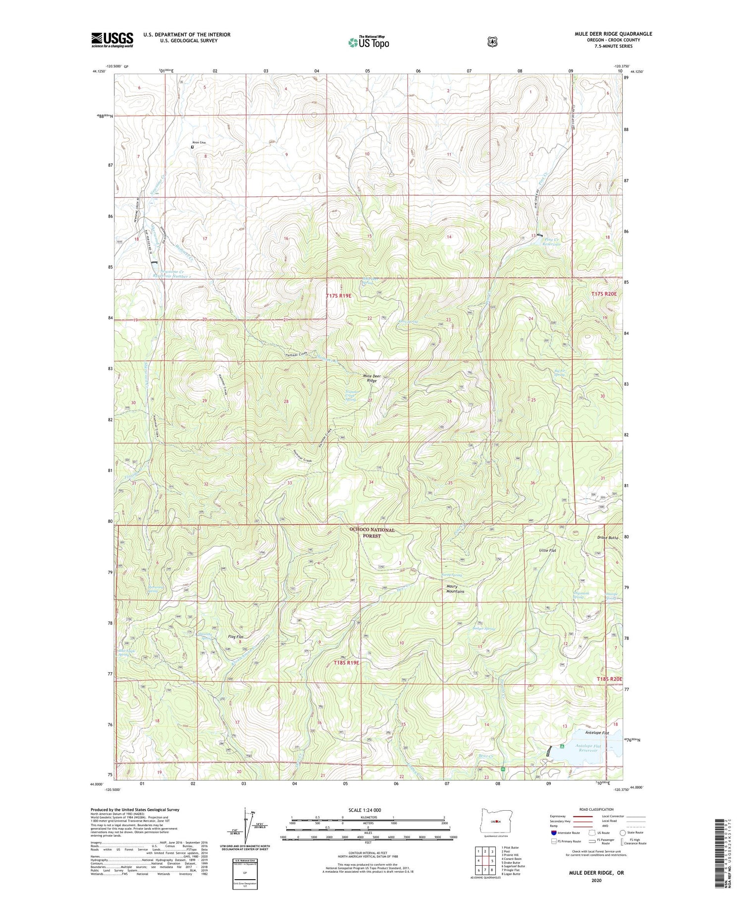 Mule Deer Ridge Oregon US Topo Map Image