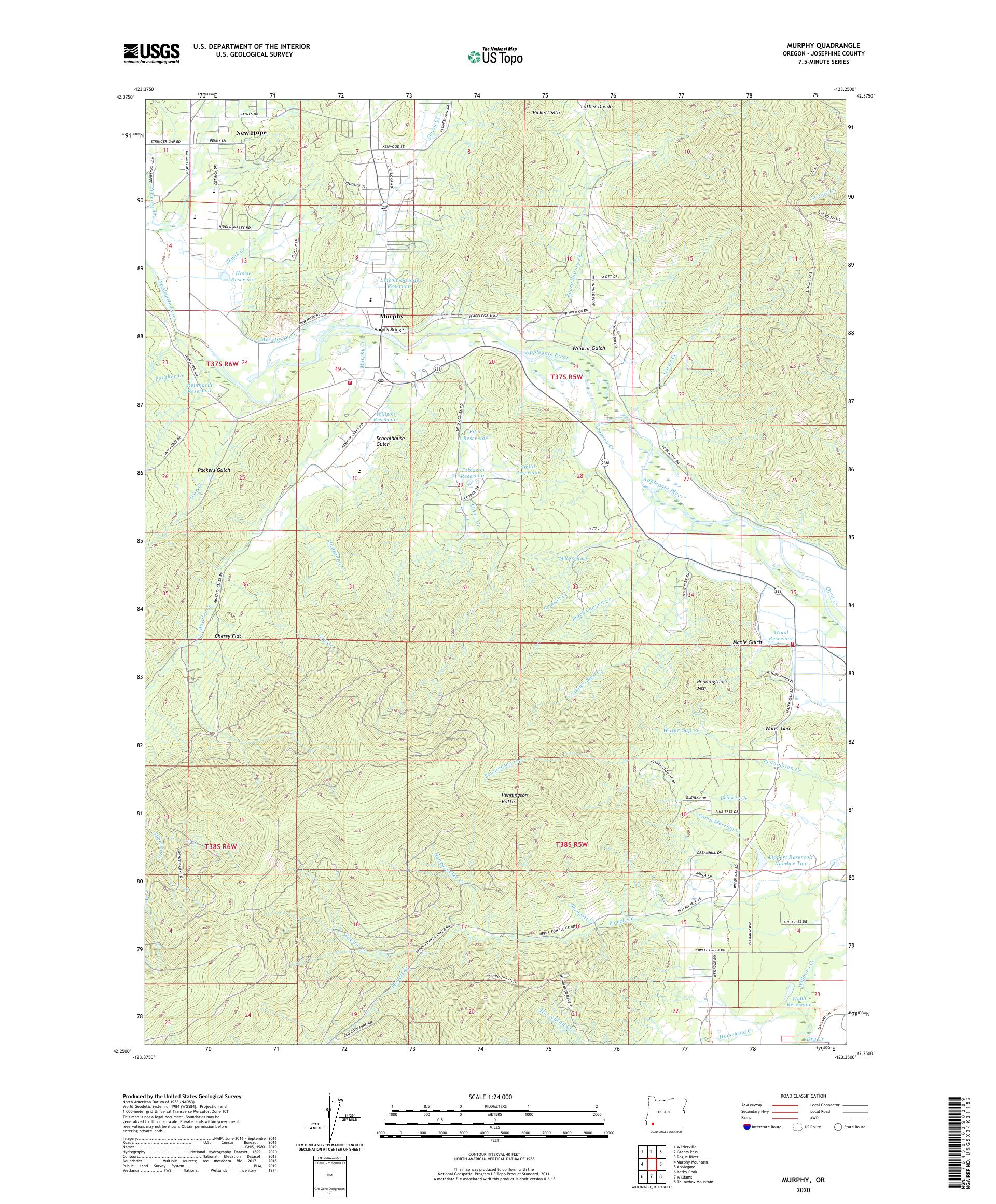 Murphy Oregon US Topo Map – MyTopo Map Store