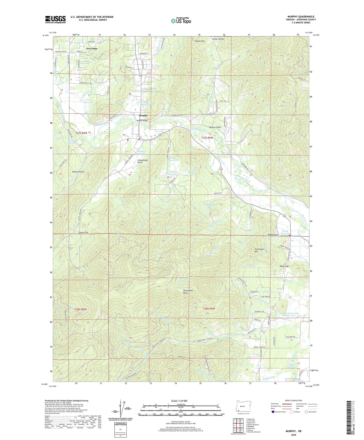 Murphy Oregon US Topo Map Image