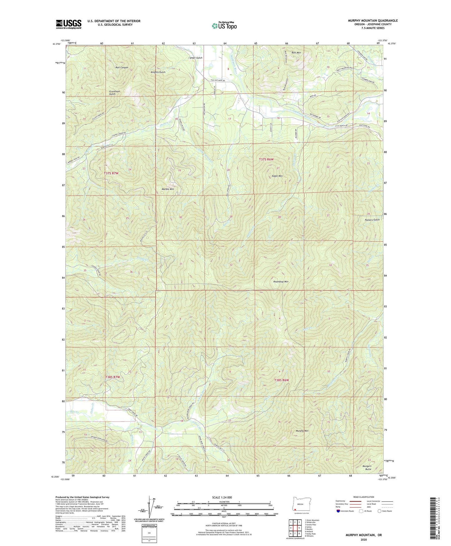 Murphy Mountain Oregon US Topo Map Image