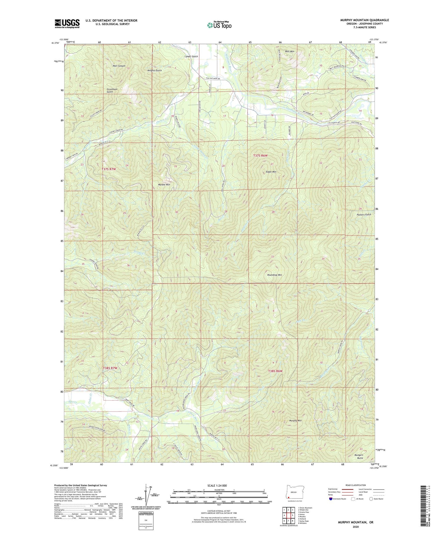 Murphy Mountain Oregon US Topo Map Image