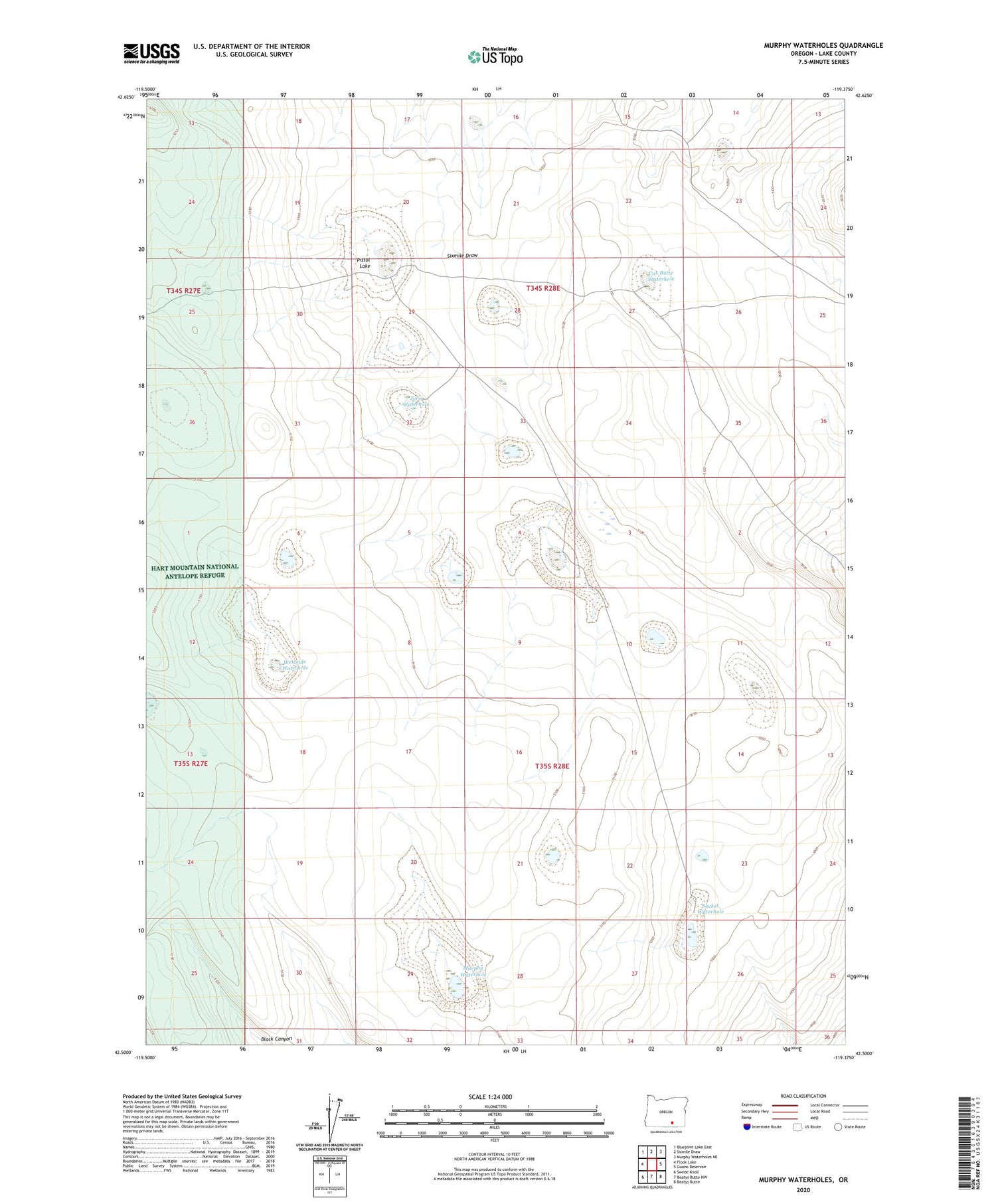 Murphy Waterholes Oregon US Topo Map Image