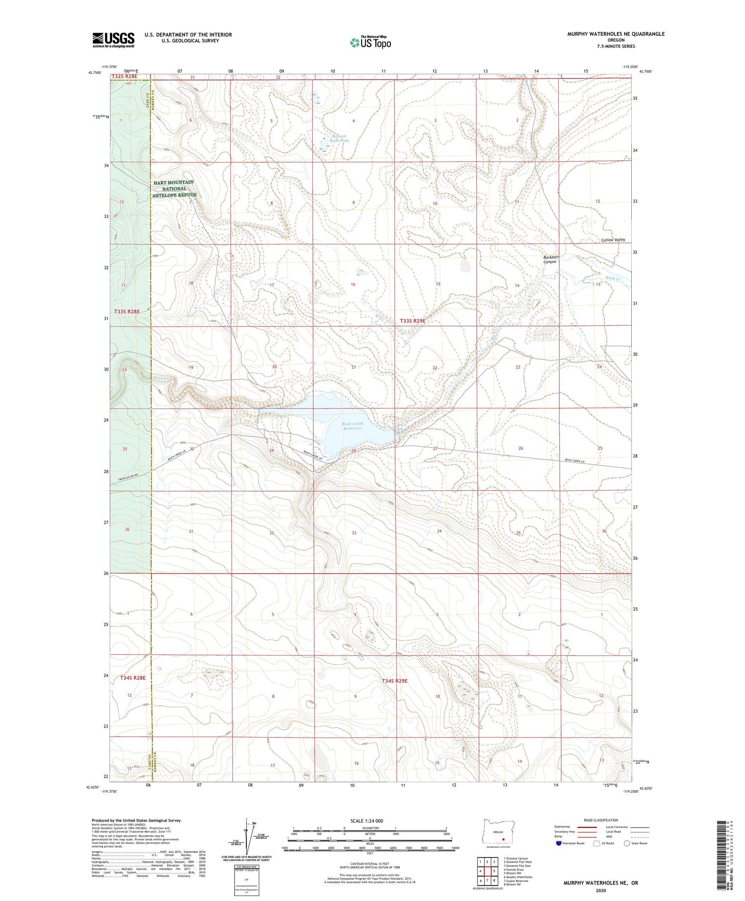 Murphy Waterholes NE Oregon US Topo Map Image