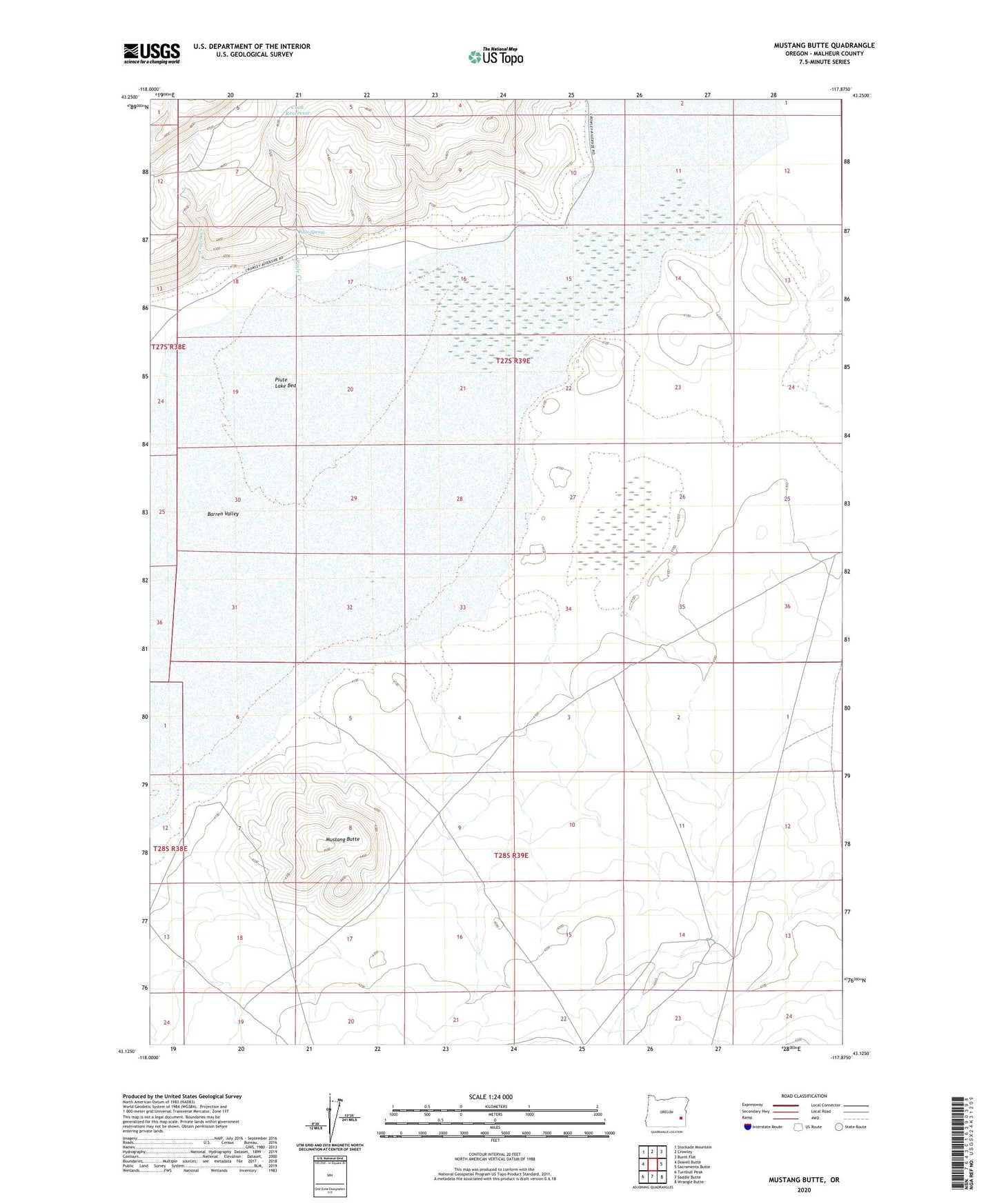 Mustang Butte Oregon US Topo Map Image