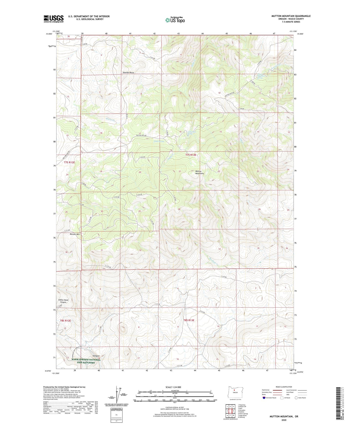 Mutton Mountain Oregon US Topo Map Image