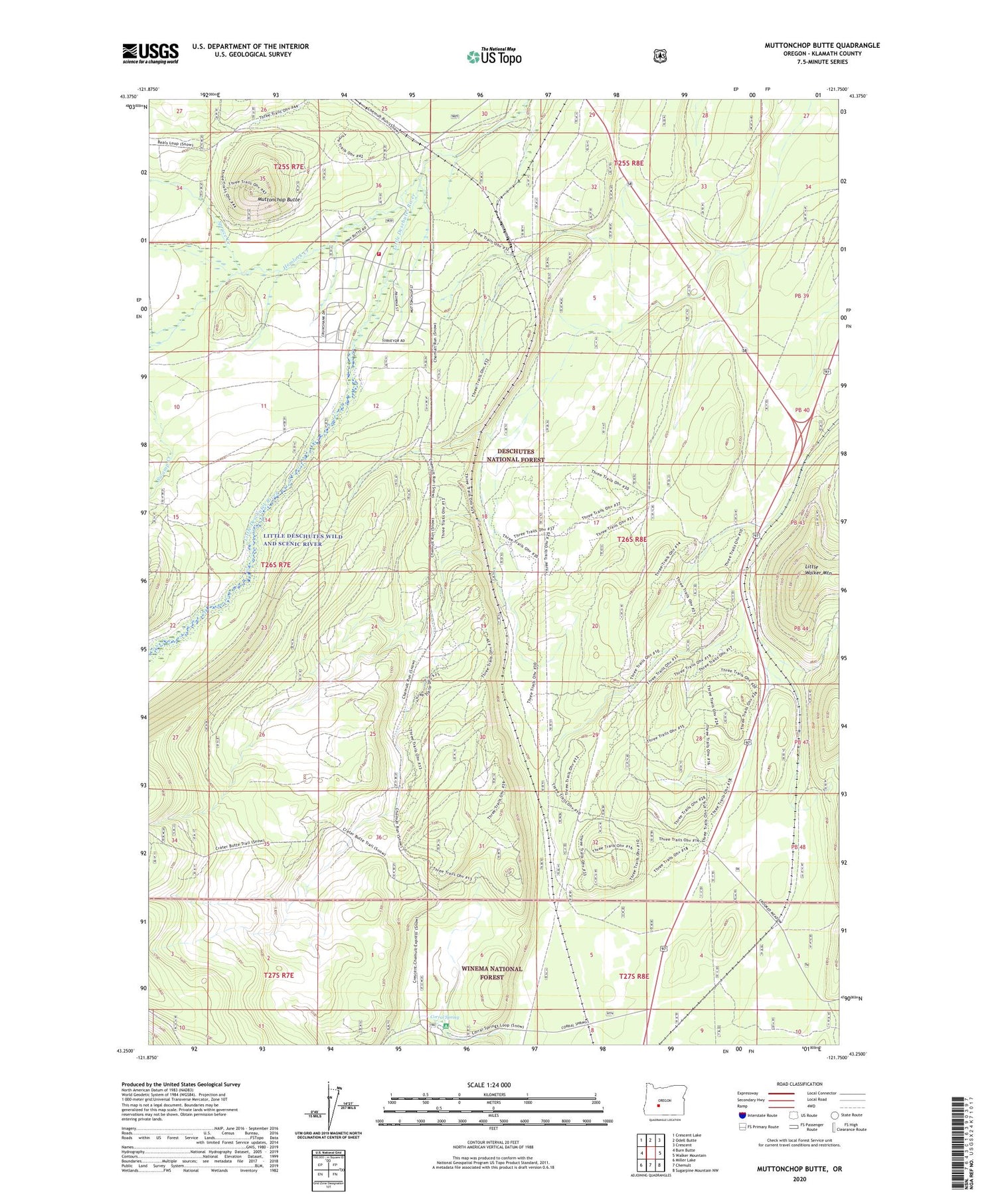 Muttonchop Butte Oregon US Topo Map Image