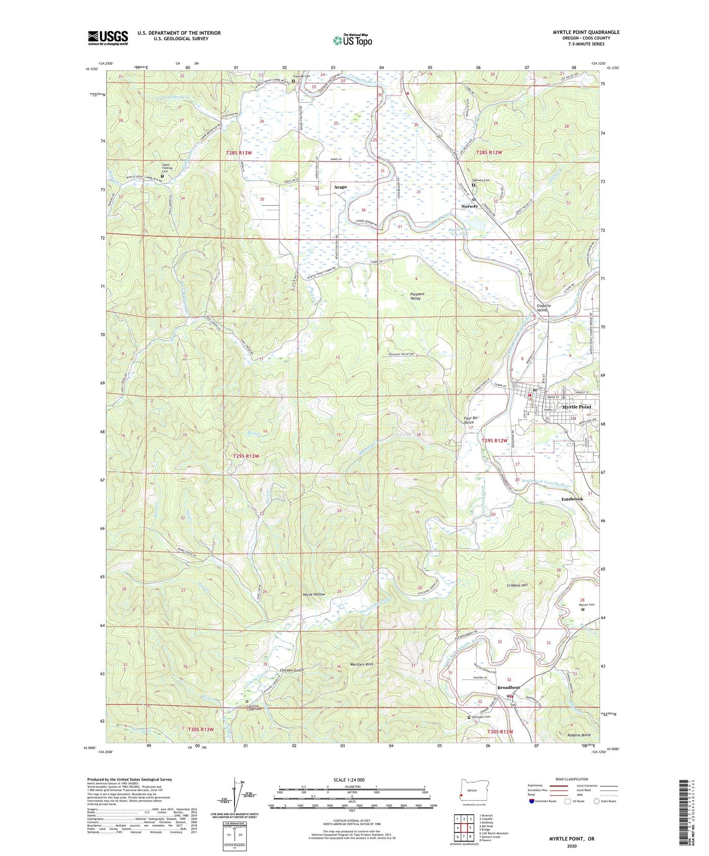 Myrtle Point Oregon US Topo Map Image