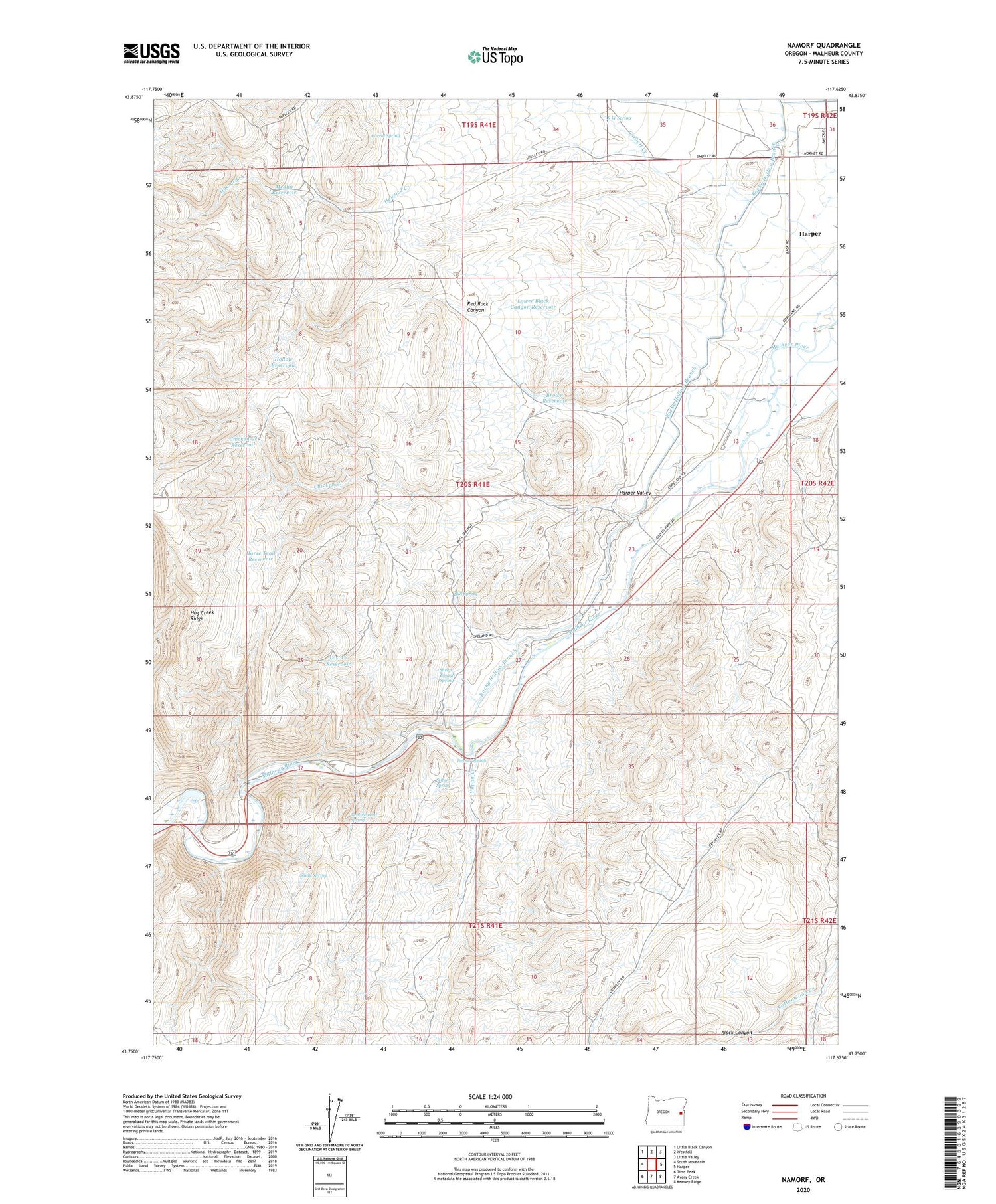 Namorf Oregon US Topo Map Image