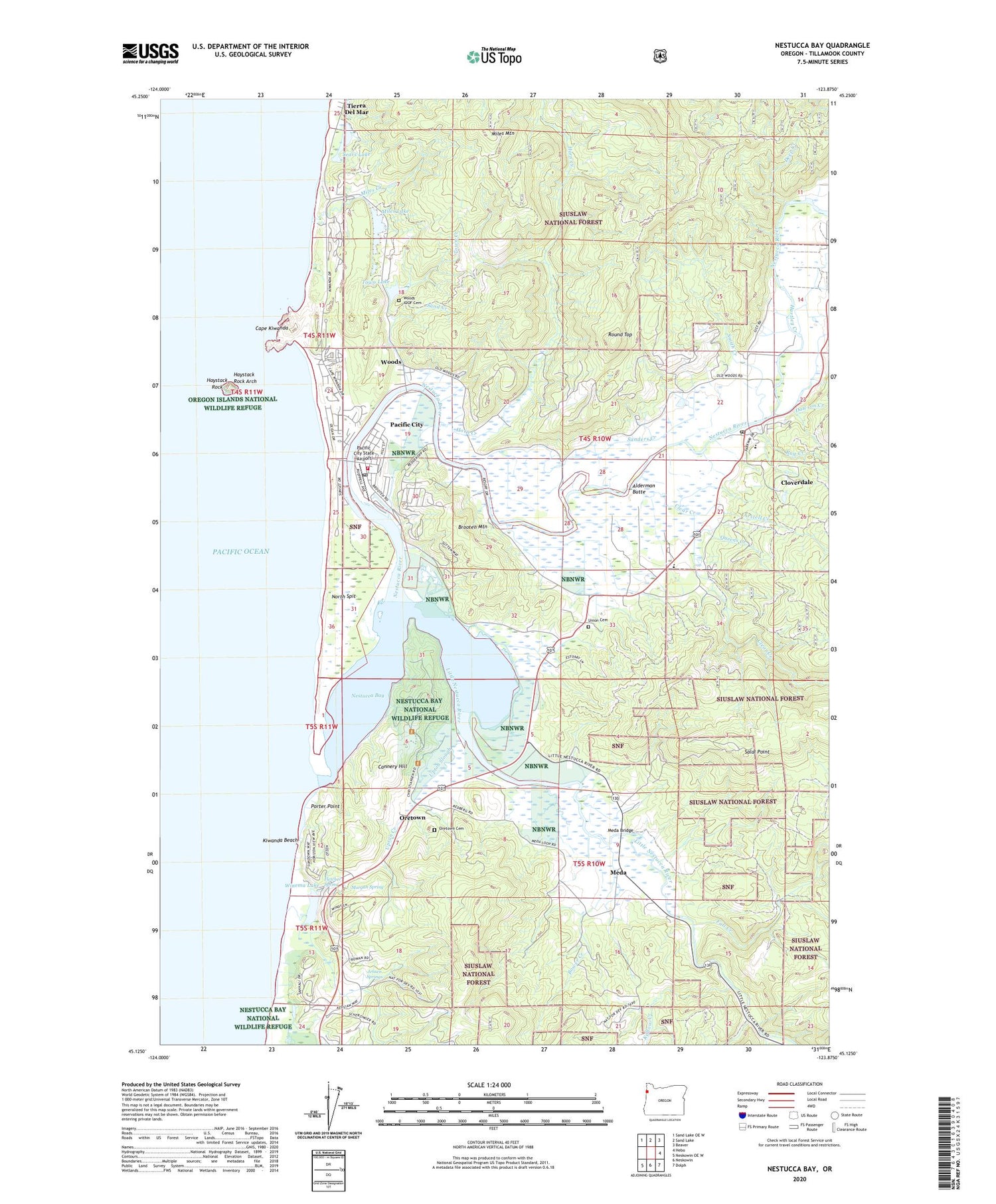 Nestucca Bay Oregon US Topo Map Image