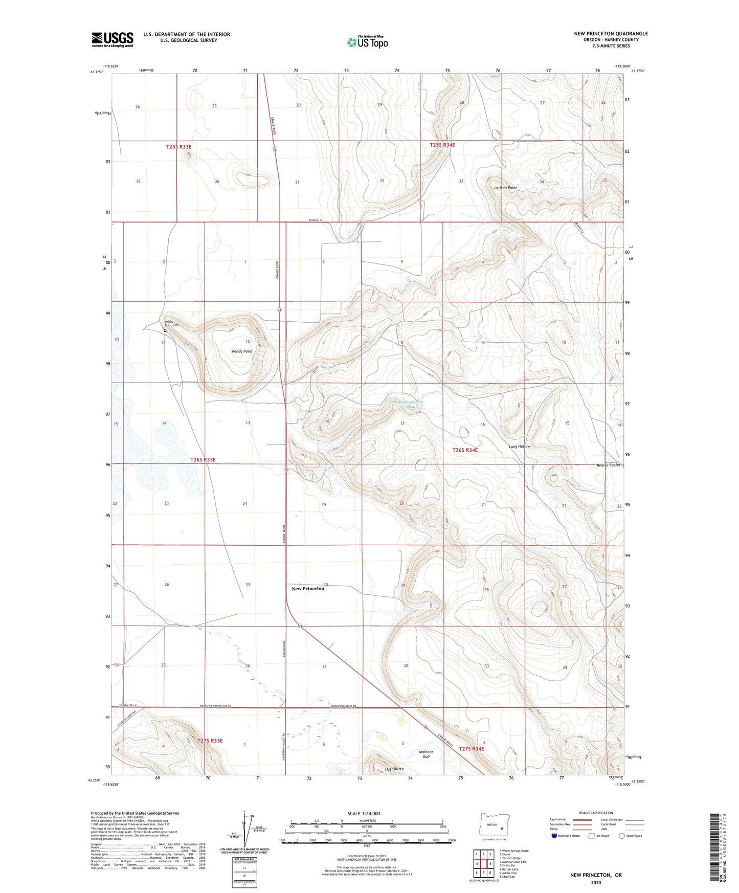 New Princeton Oregon US Topo Map Image