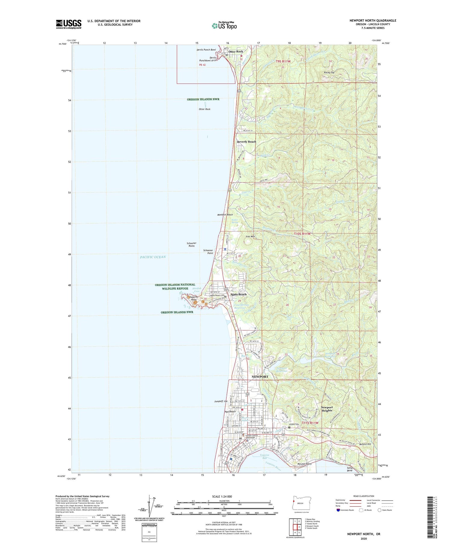 Newport North Oregon US Topo Map Image