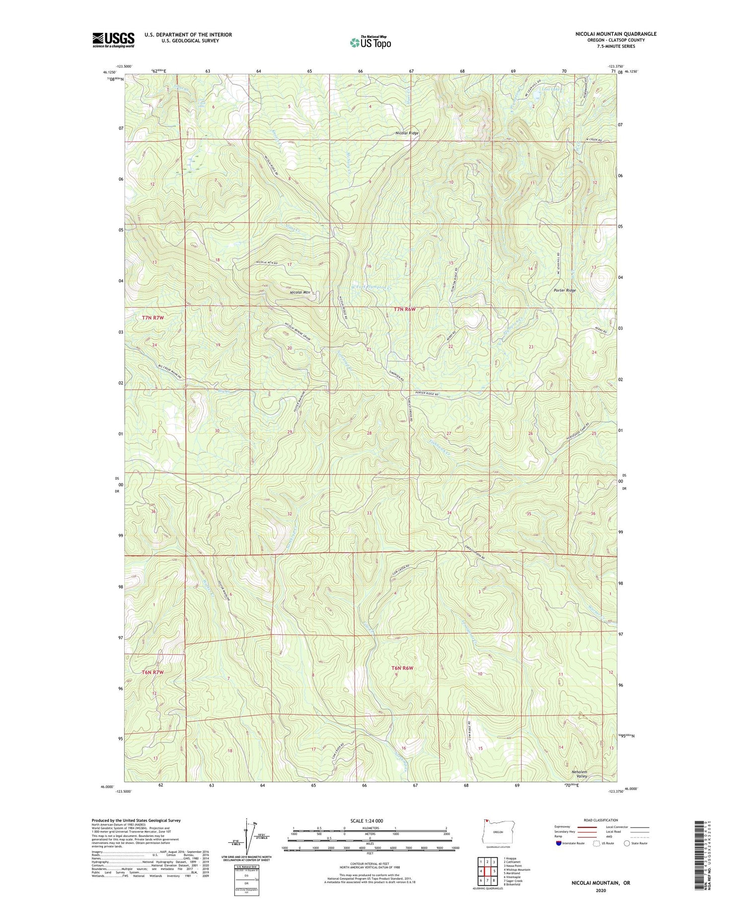 Nicolai Mountain Oregon US Topo Map Image