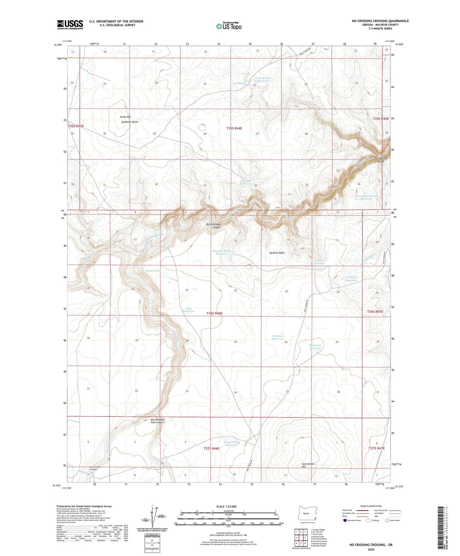 No Crossing Crossing Oregon US Topo Map Image